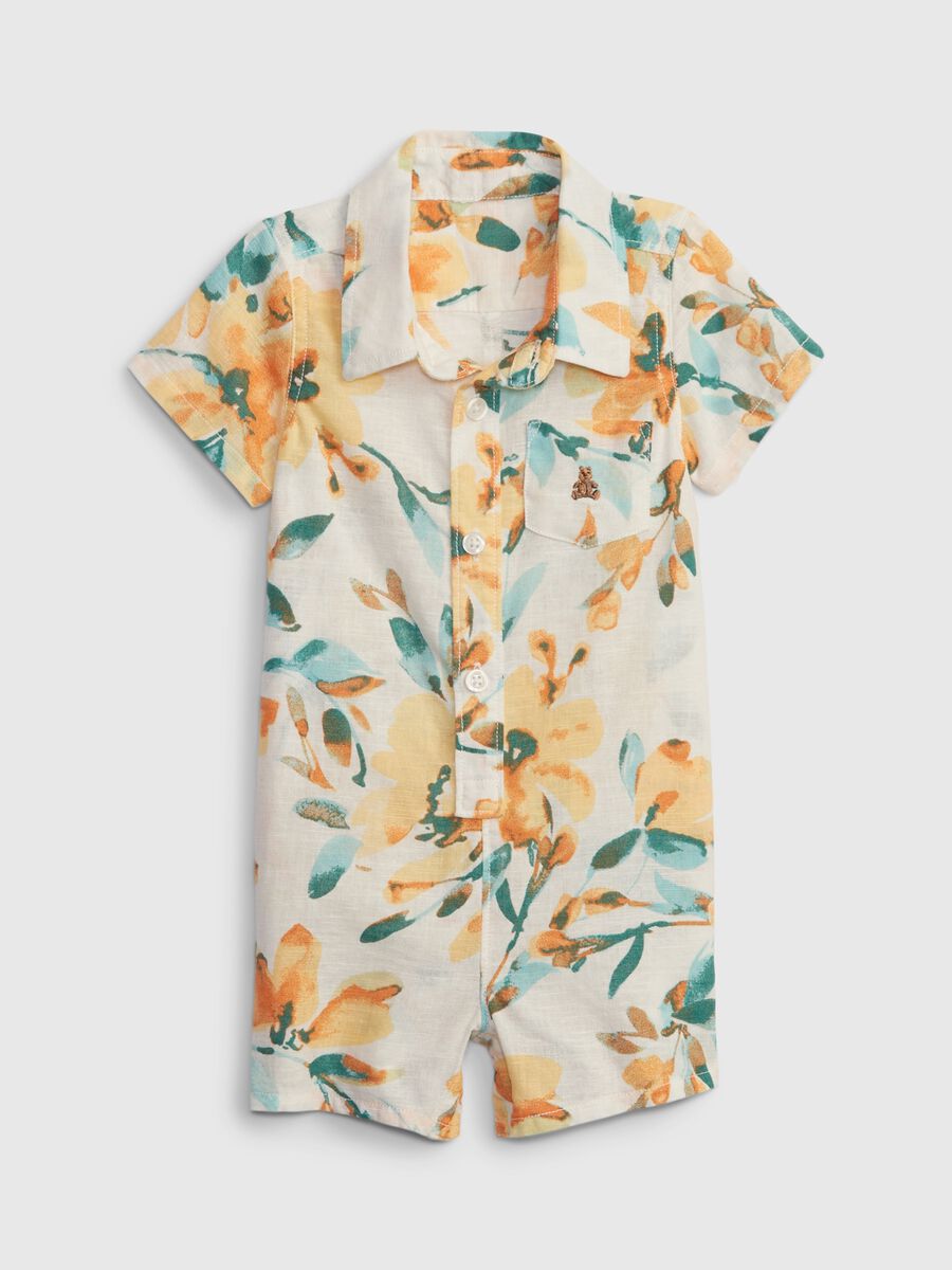 Shirt romper suit with floral pattern. Newborn_1
