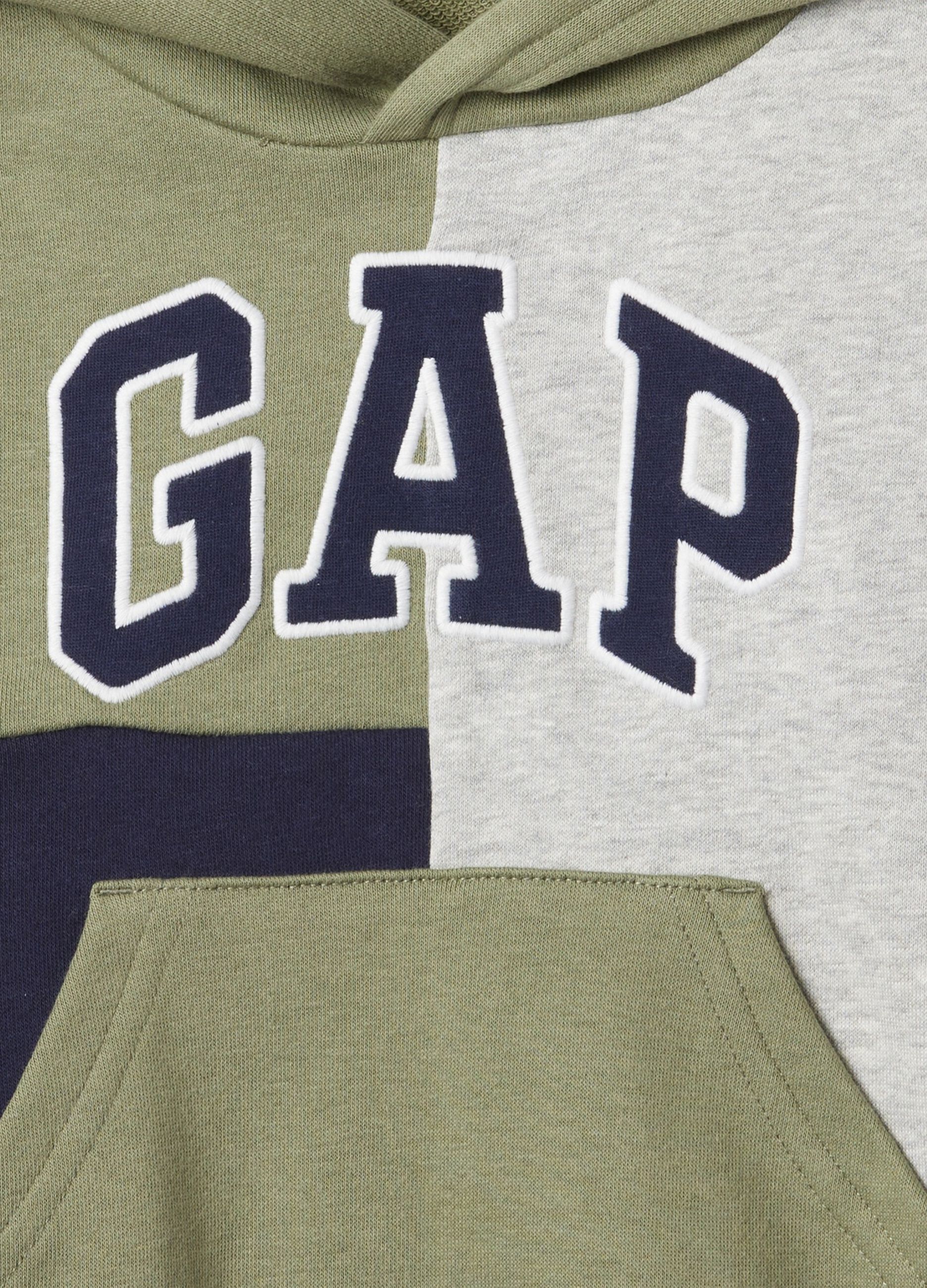 Felpa color block con cappuccio ricamo logo_2