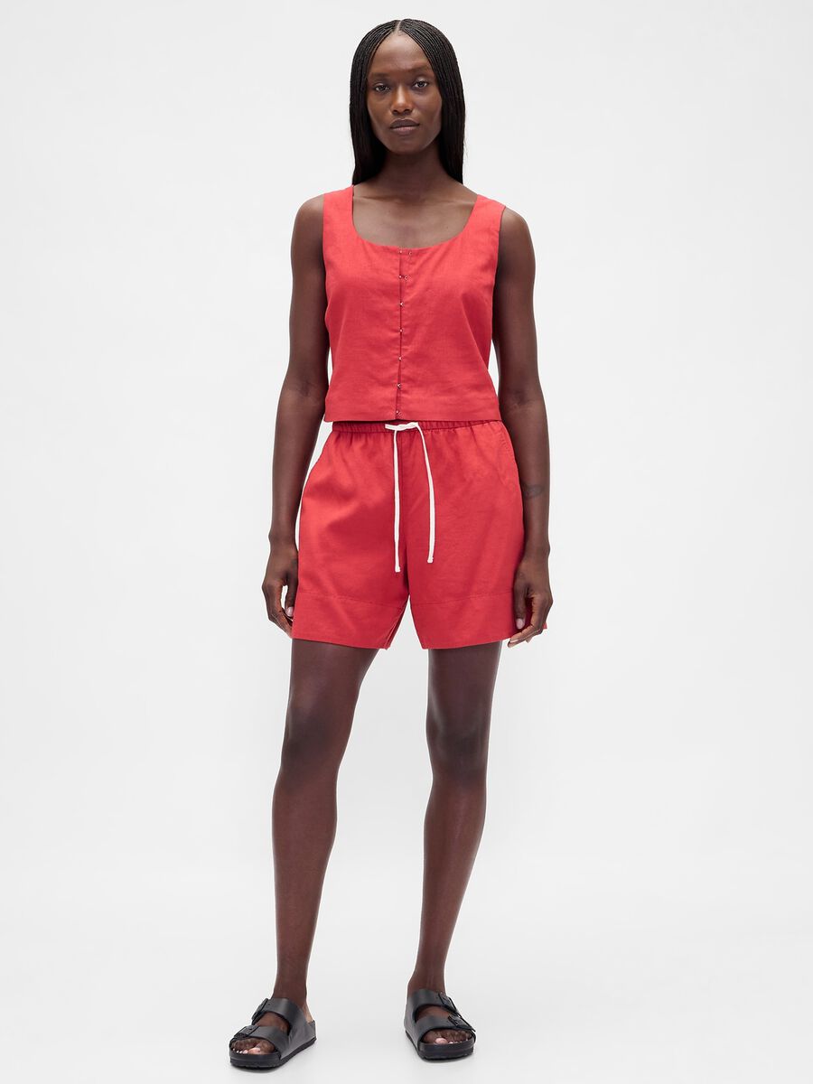 Shorts in misto lino e viscosa Donna_0