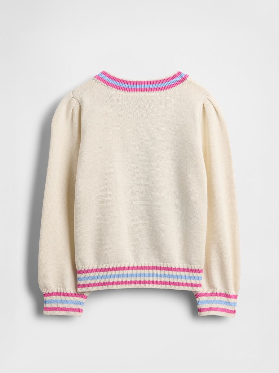 Maglione bianco in cotone con Minnie Bambina_1
