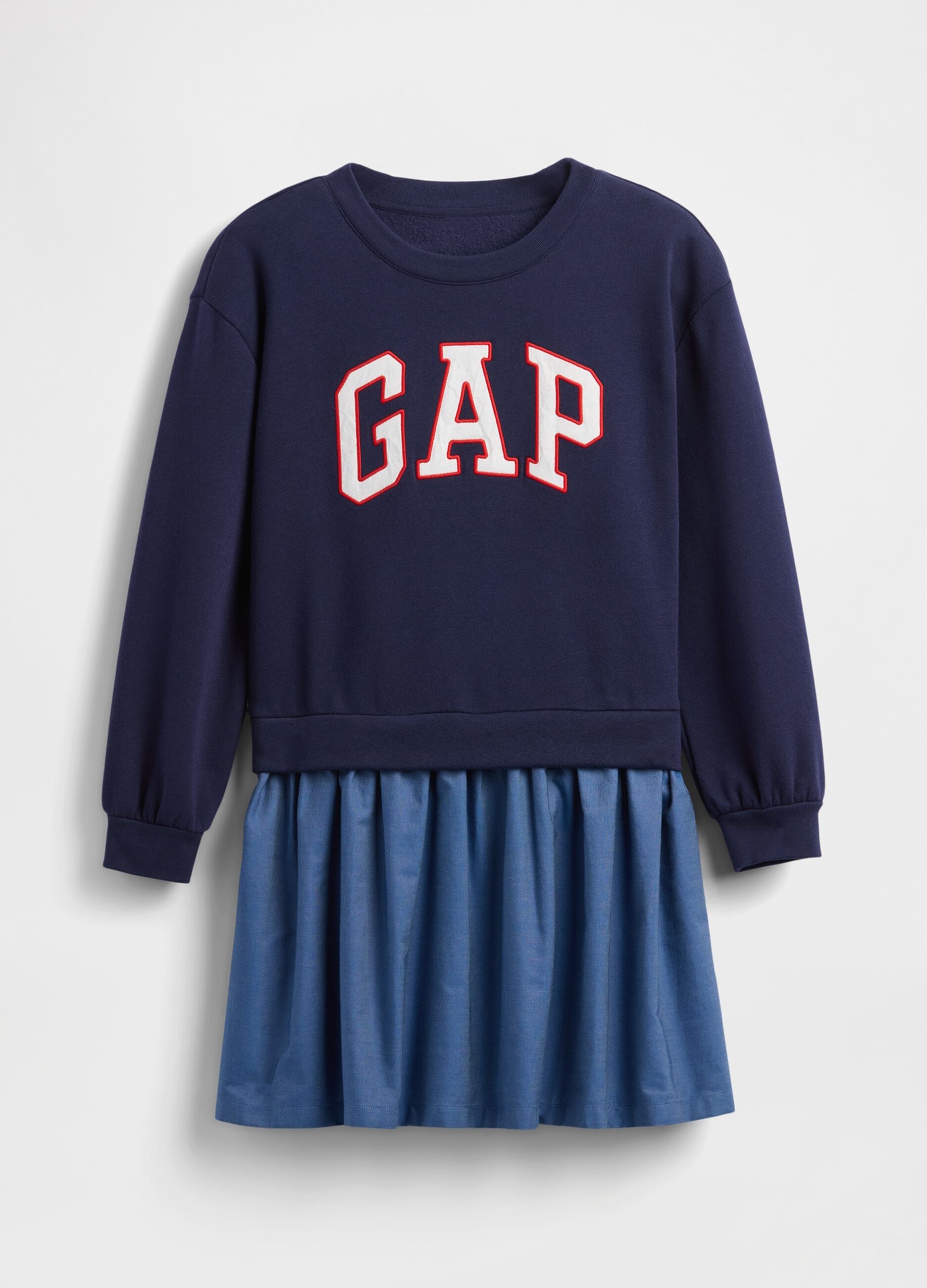 Blue Dress with Denim Skirt for Girls_2
