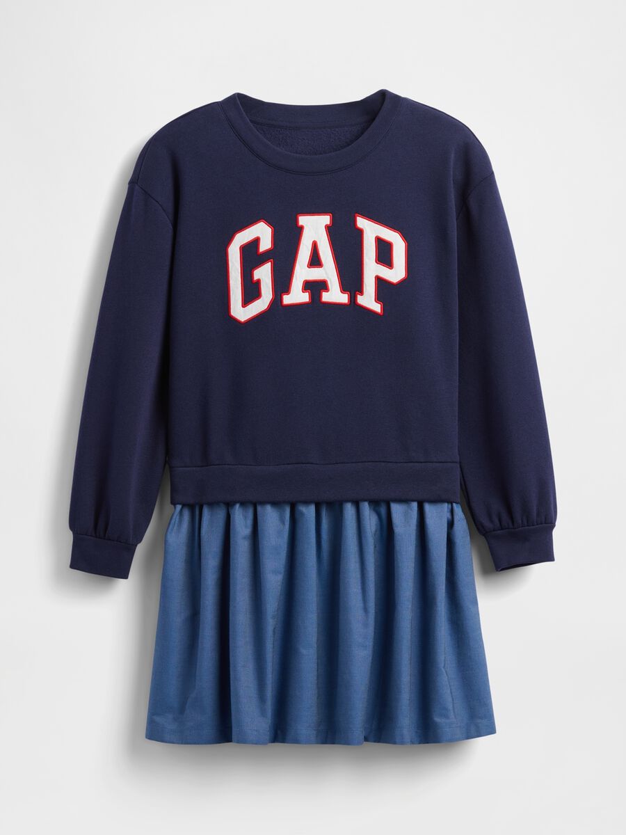 Blue Dress with Denim Skirt for Girls Girl_2