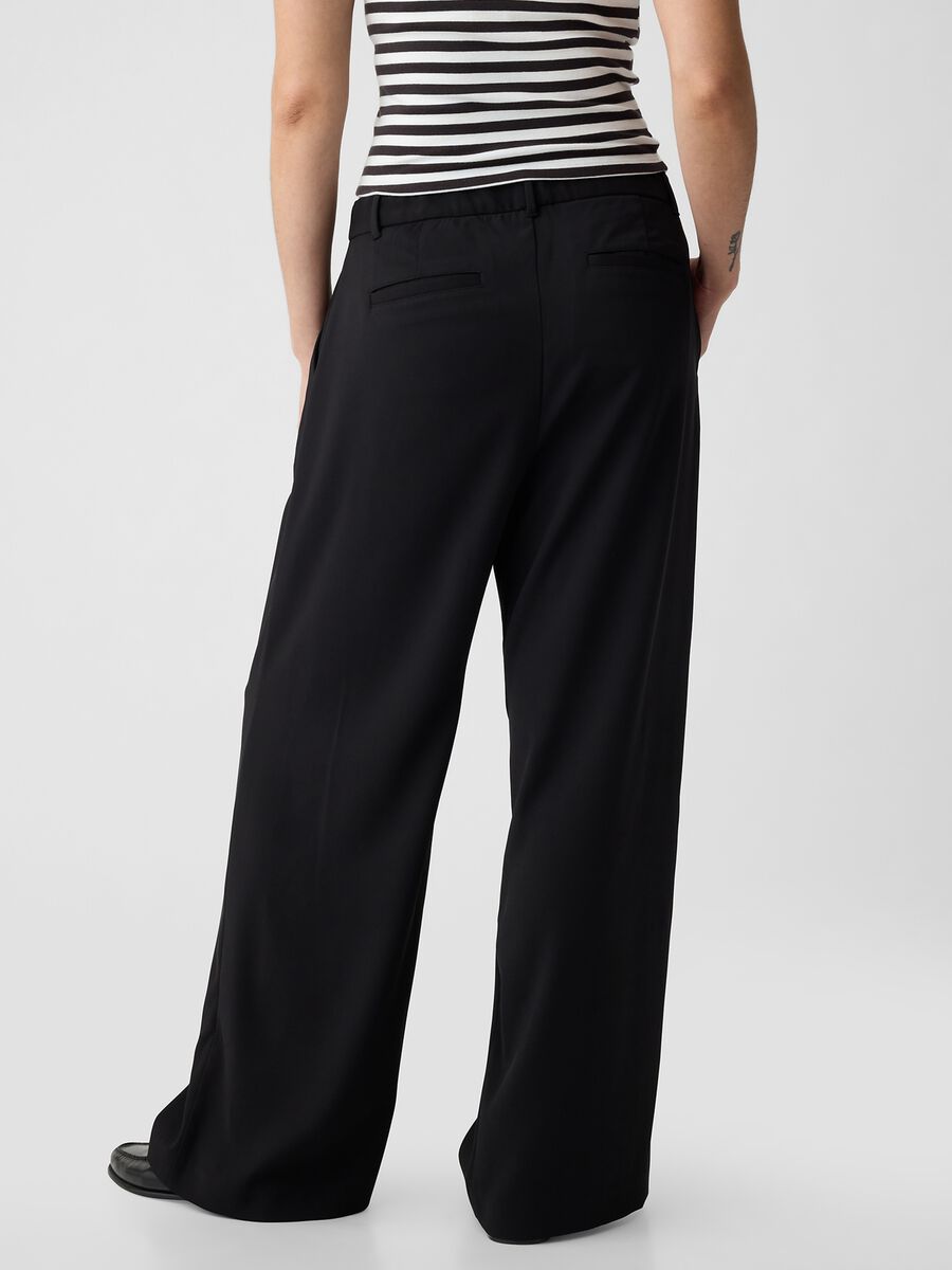 Pantalone wide leg vita alta con pinces Donna_5