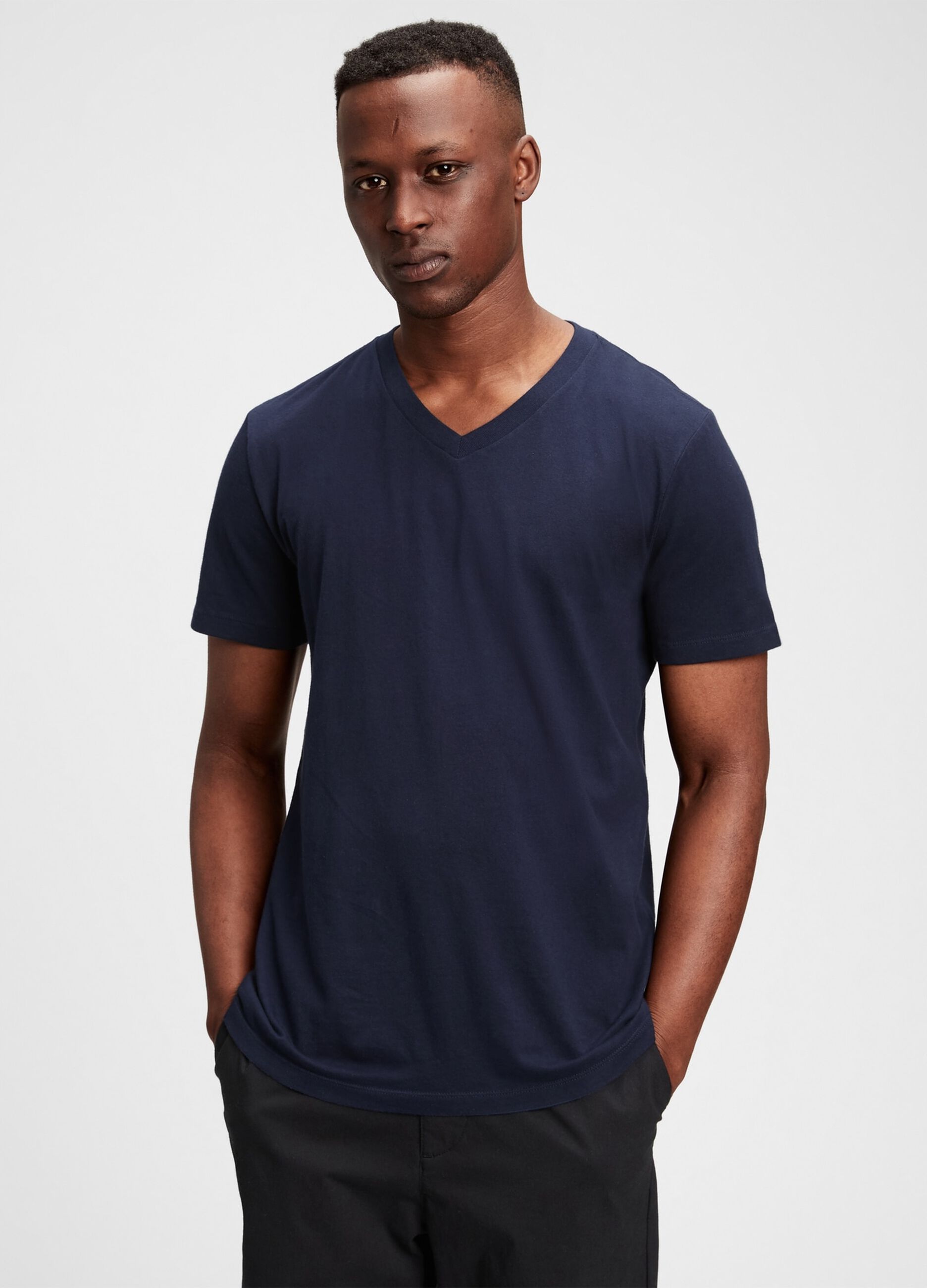 Cotton T-shirt with V neck