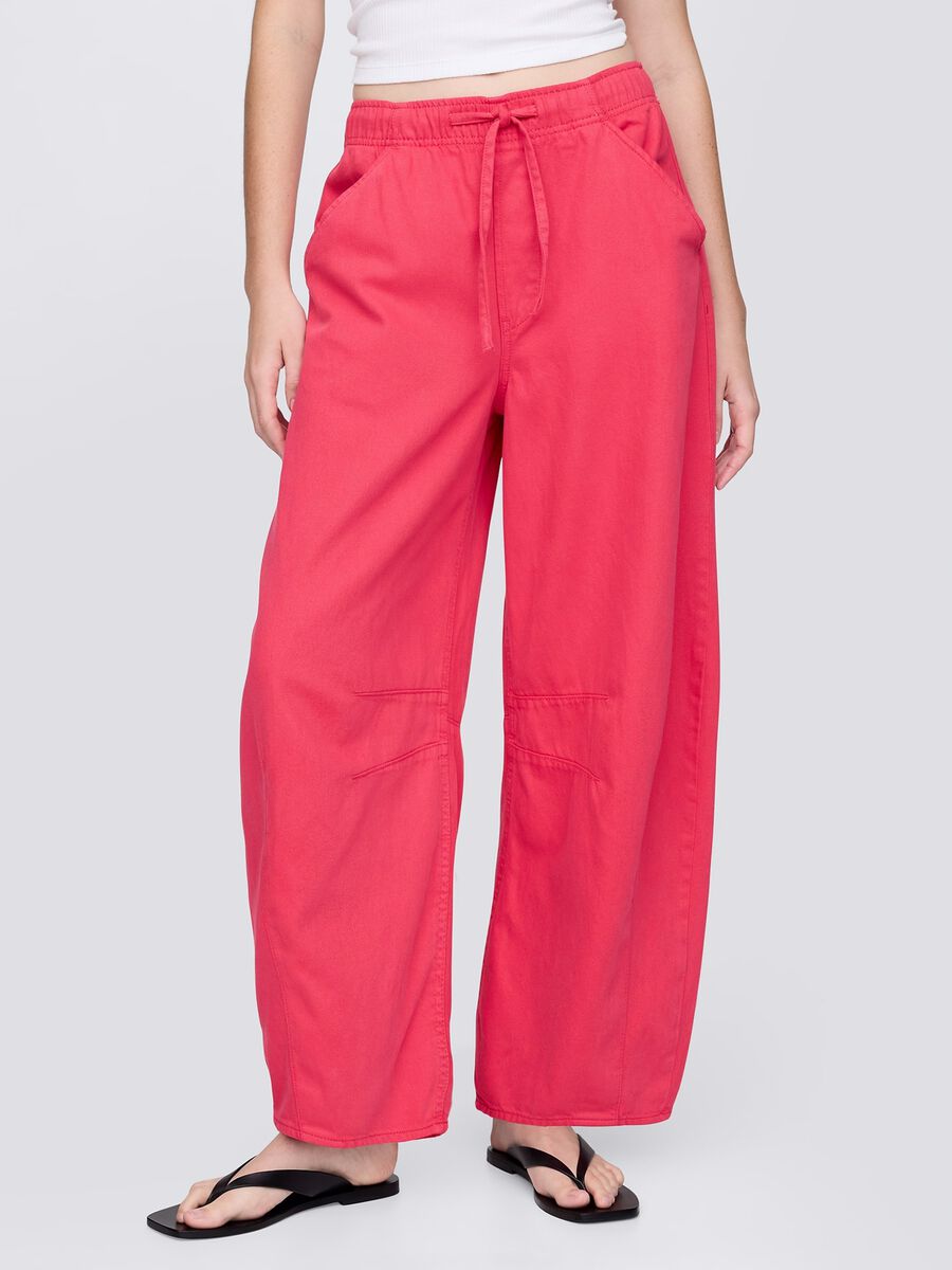 Pantaloni rosa in Lyocell e cotone Donna_1