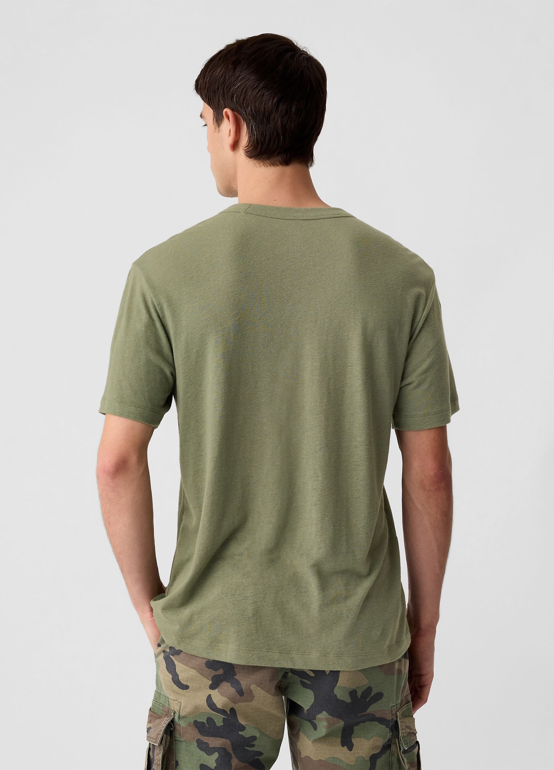 T-shirt girocollo in misto lino_2