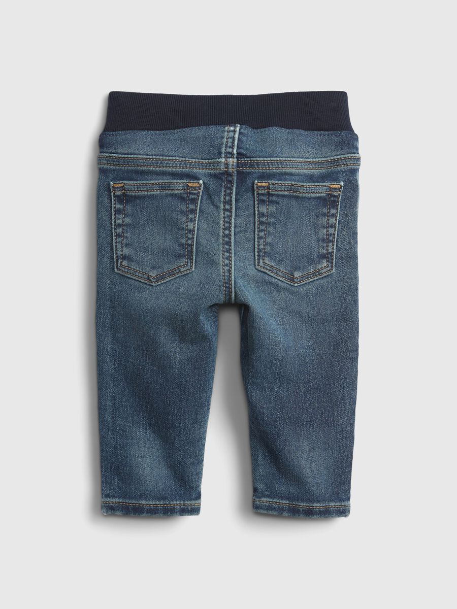 Washed-effect jeans with five pockets Newborn Boy_1