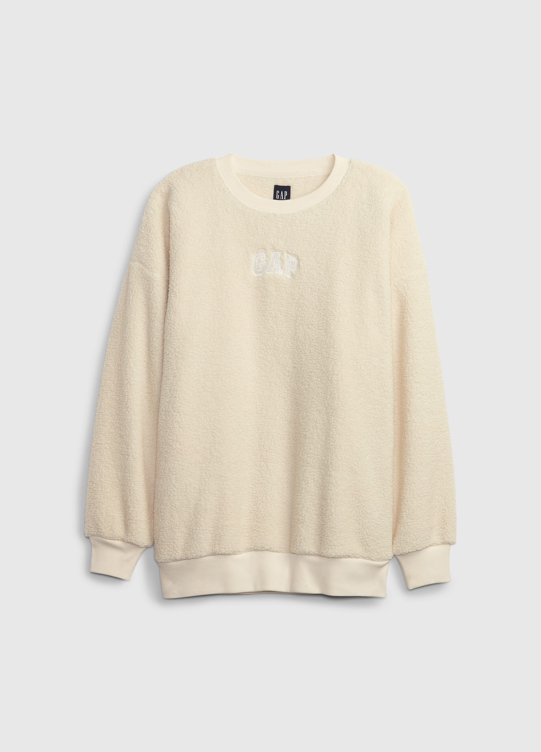 Oversized sweatshirt in sherpa with logo embroidery_3