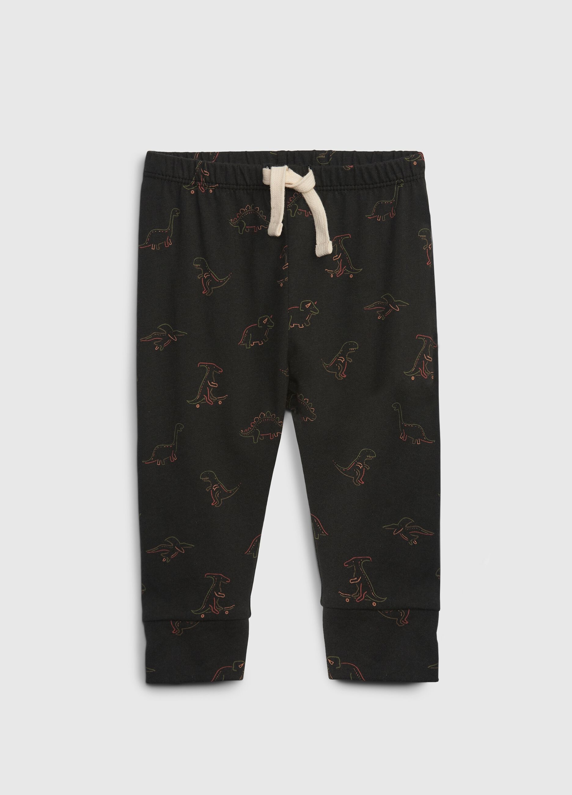 Plush joggers with dinosaur print