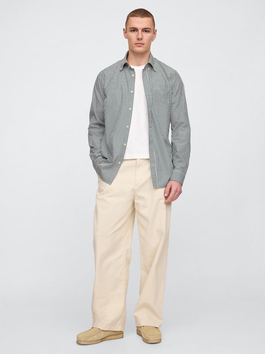 Camicia a righe verdi e bianche GAP Uomo_1
