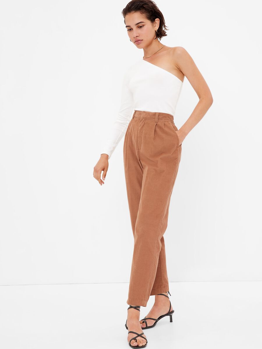 Tapered-fit corduroy trousers Woman_0