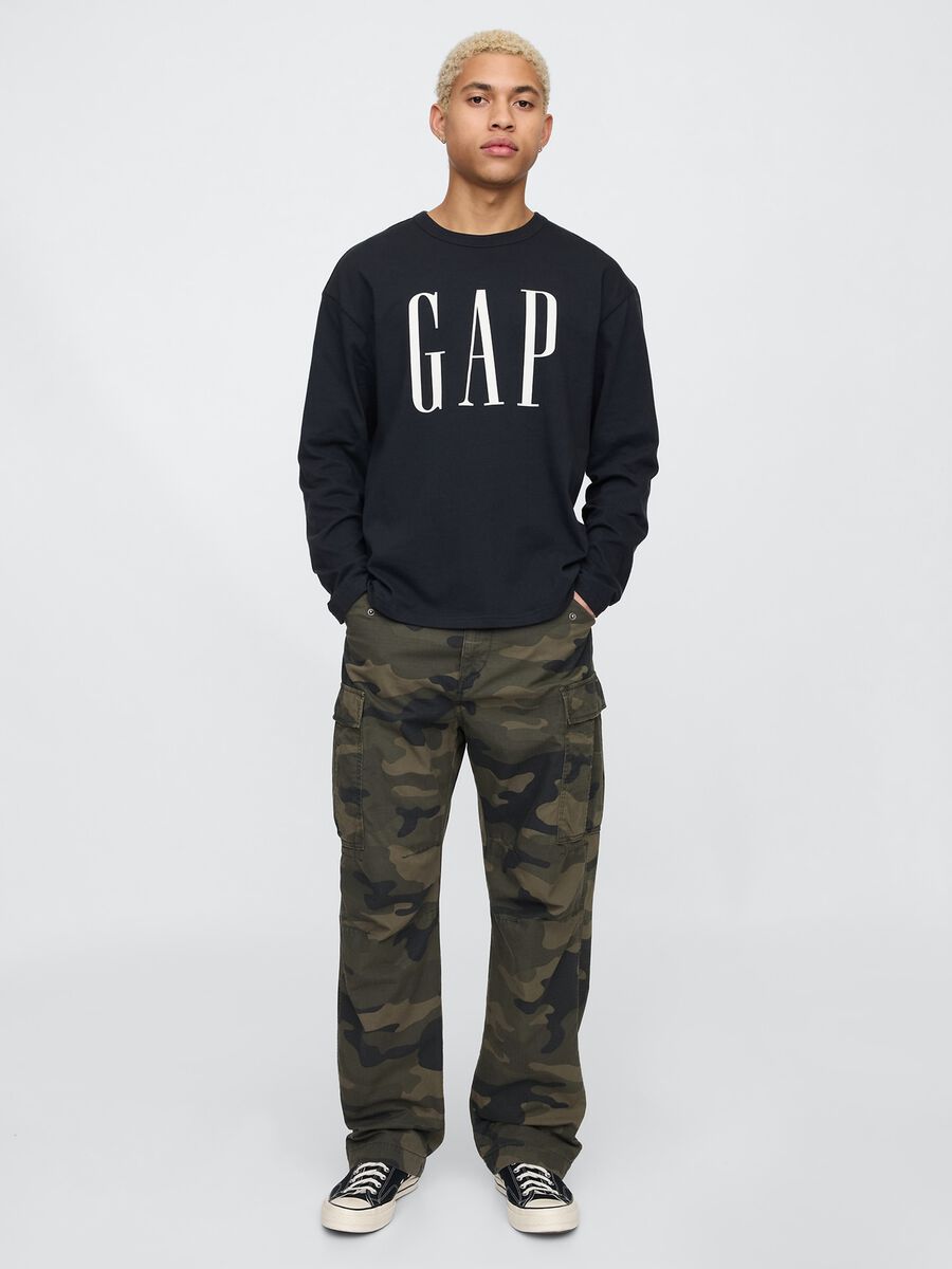 T-shirt a maniche lunghe nera in cotone GAP Uomo_1