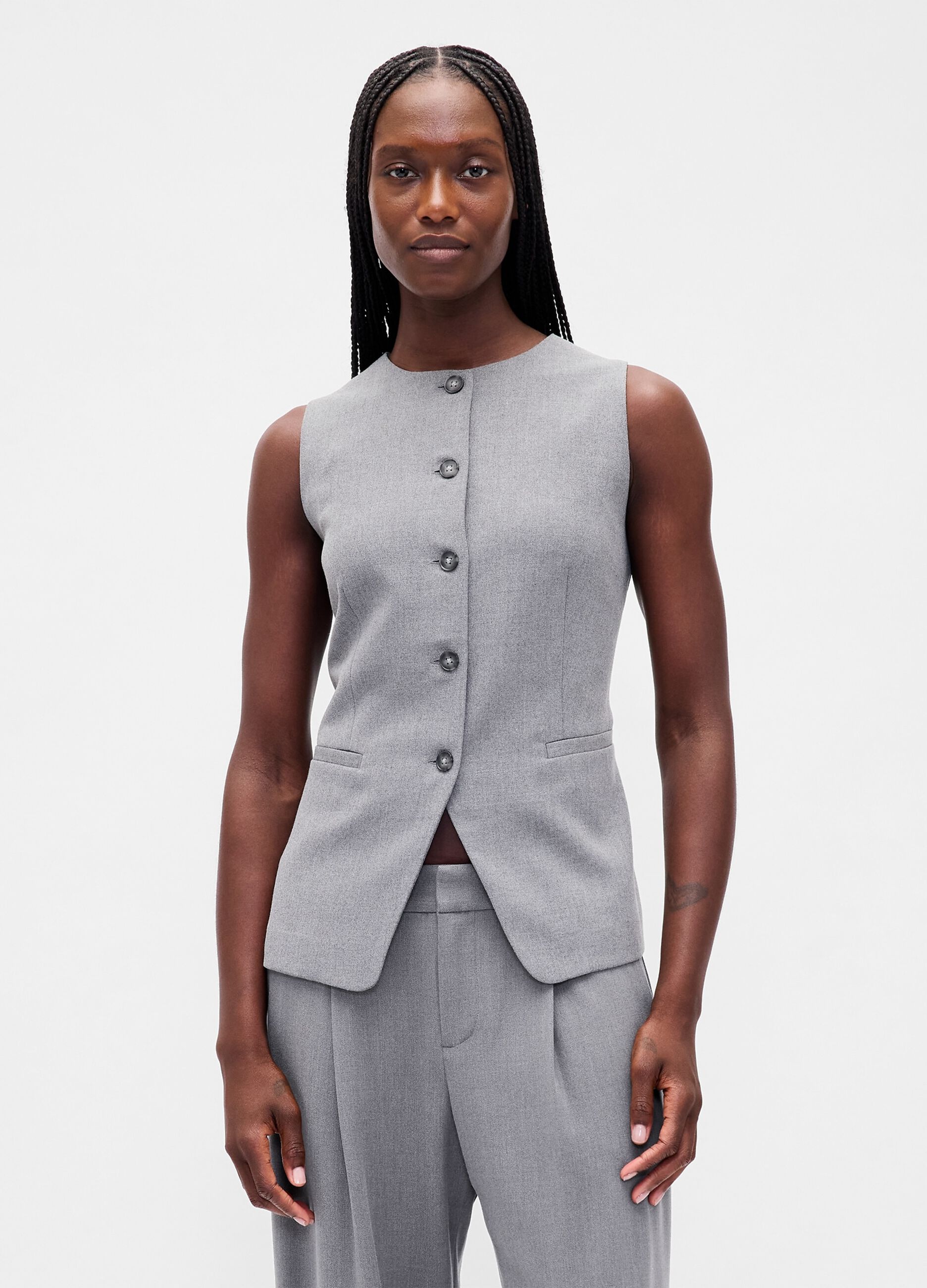 Gilet grigio in tessuto elasticizzato