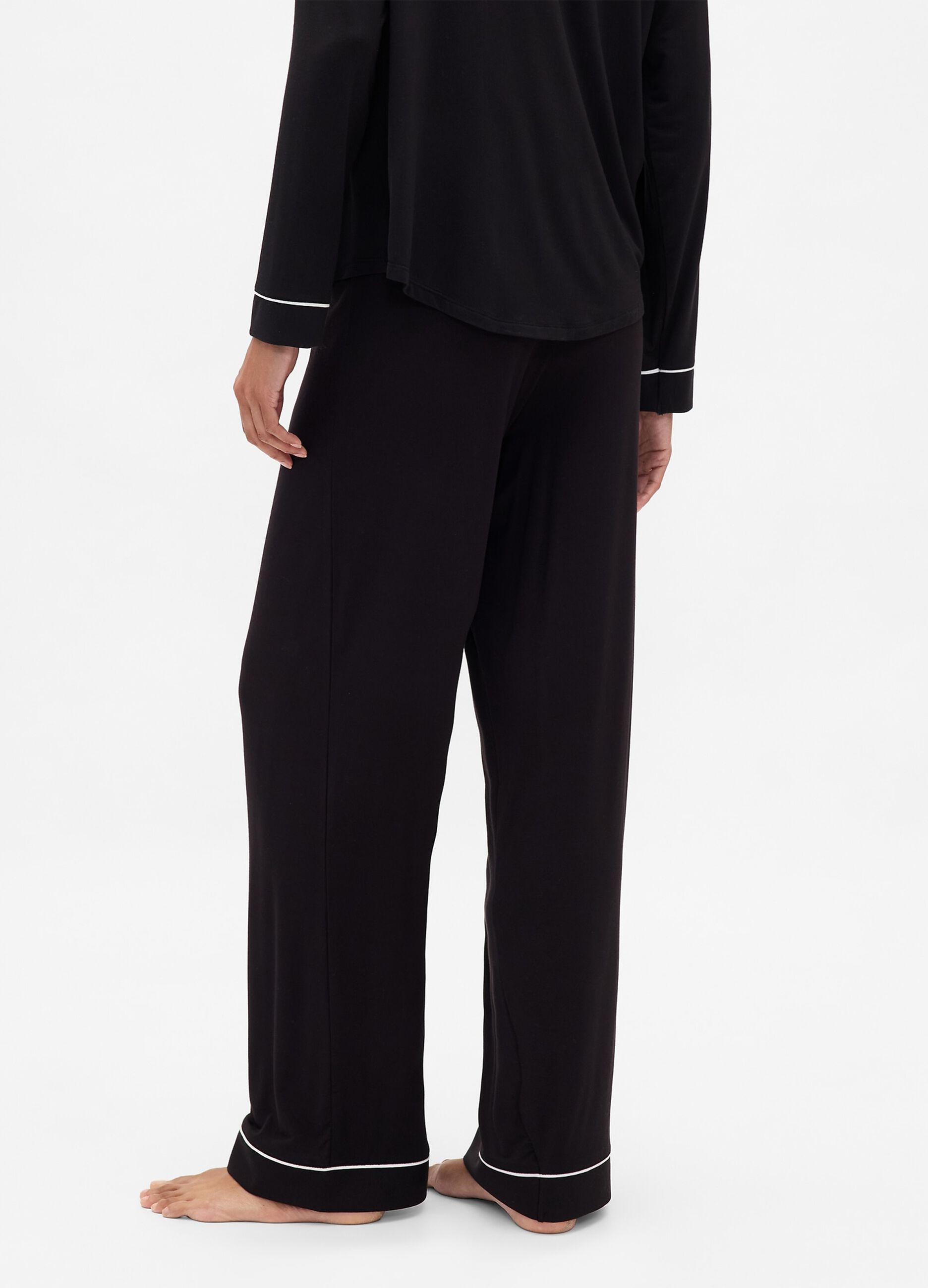 Pantalone pigiama con piping a contrasto