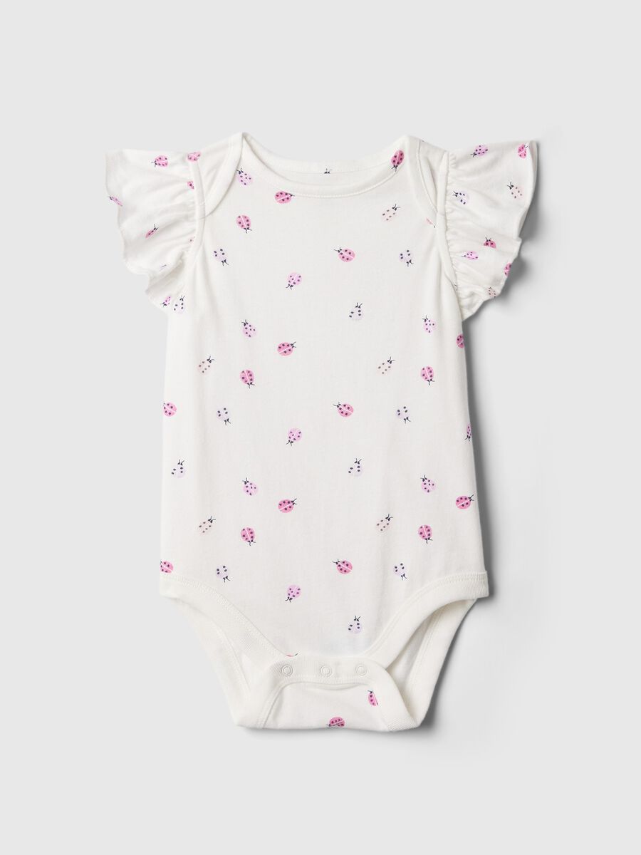 Cotton bodysuit with print and flounce Girl_1