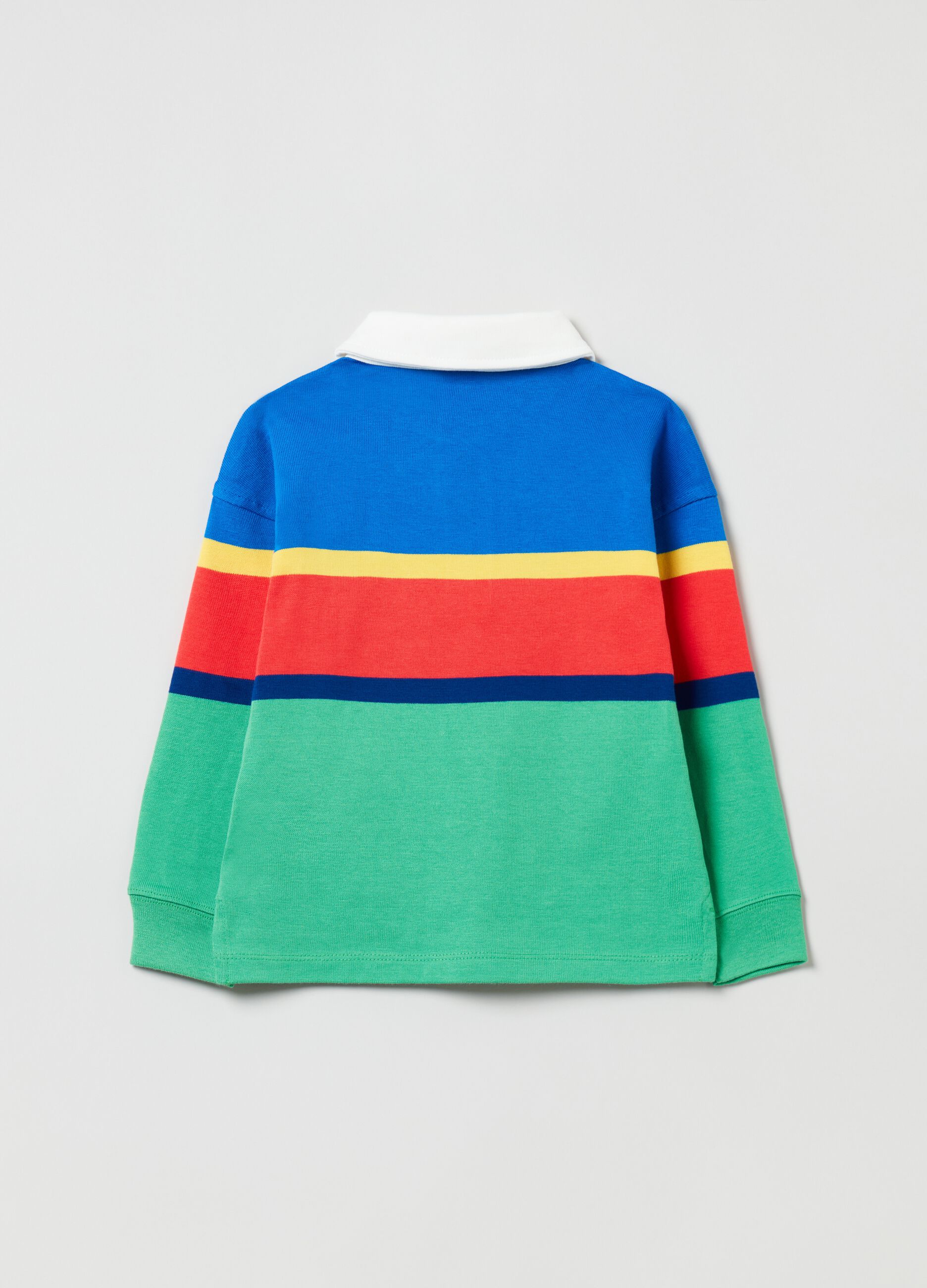 Colourblock polo shirt with teddy bear embroidery_1