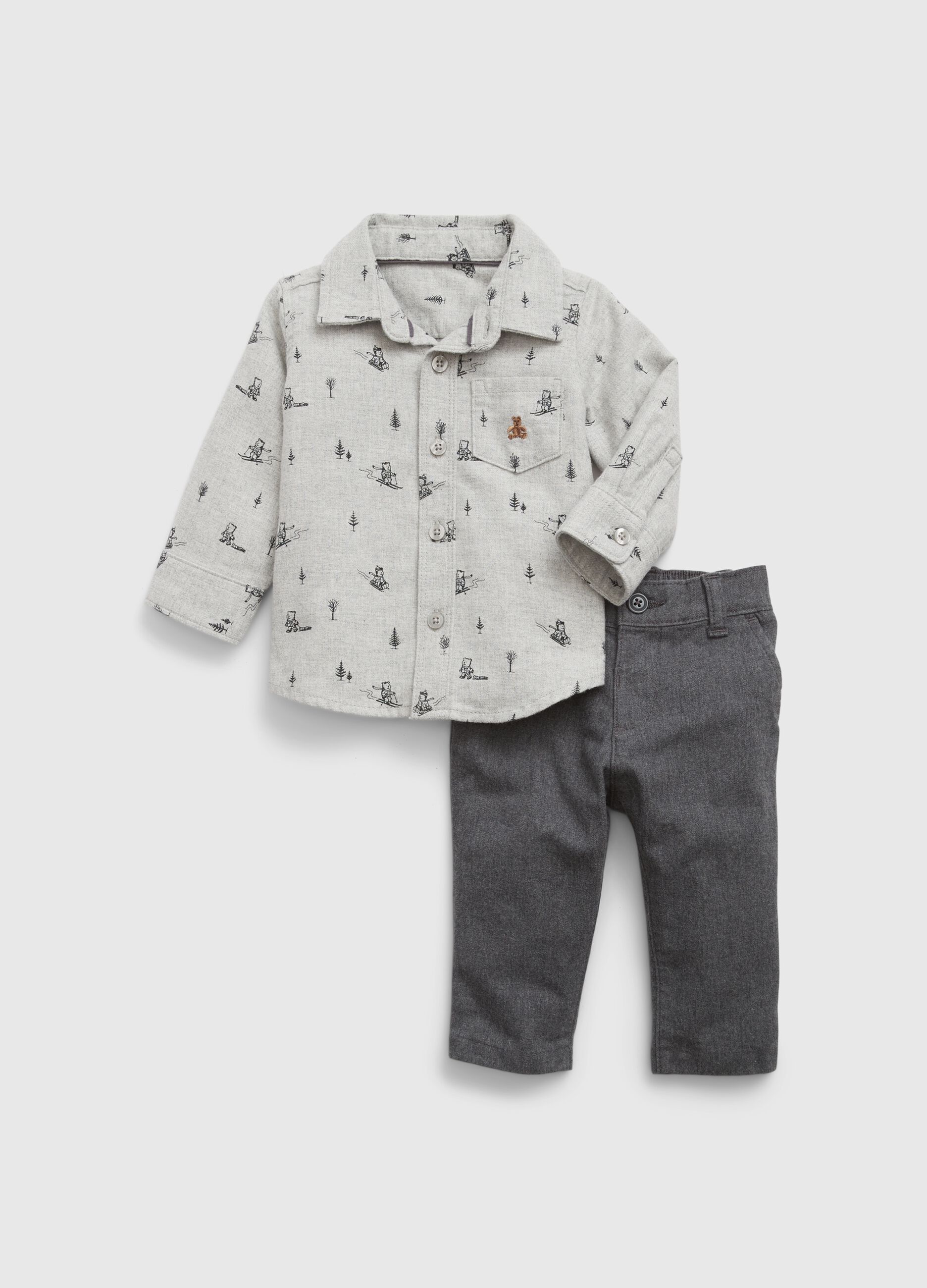 Shirt and trousers set in cotton