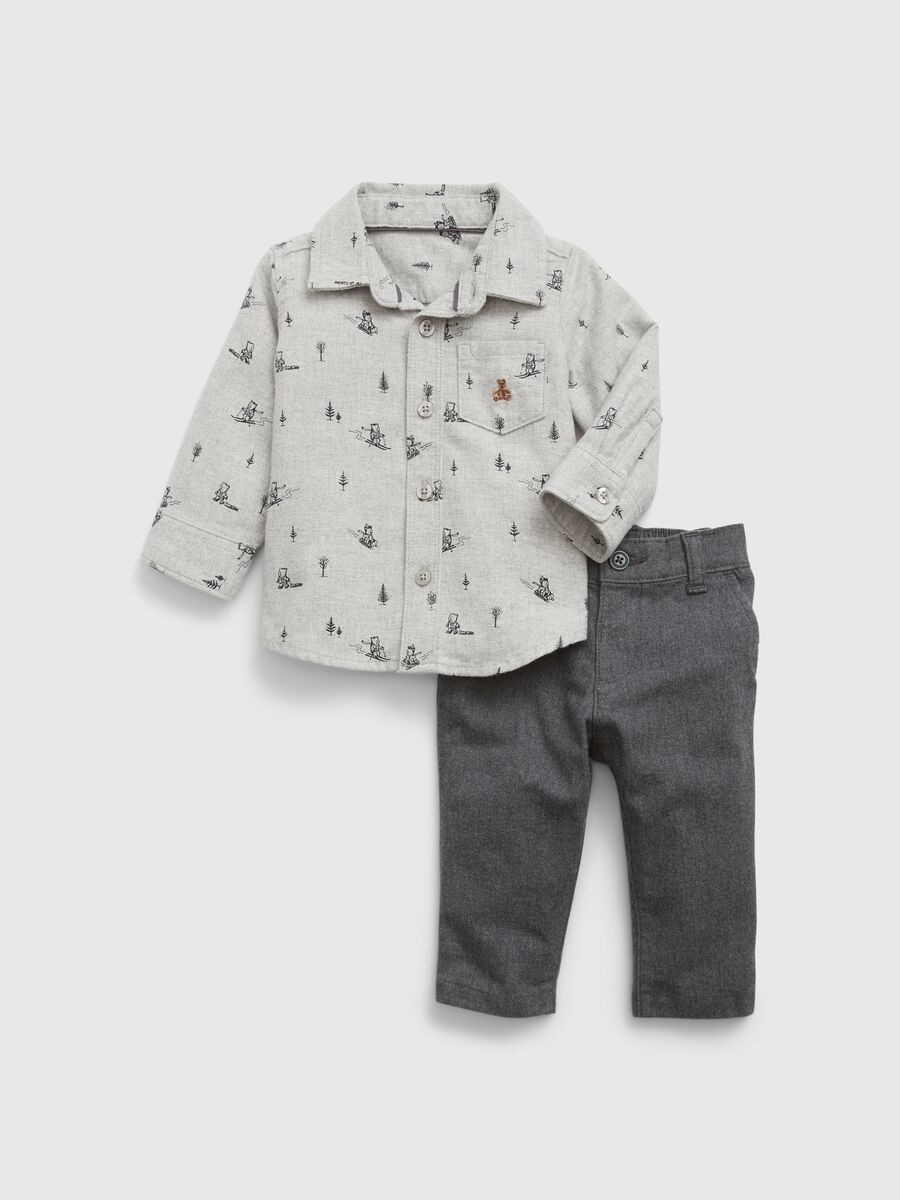 Shirt and trousers set in cotton Newborn Boy_0