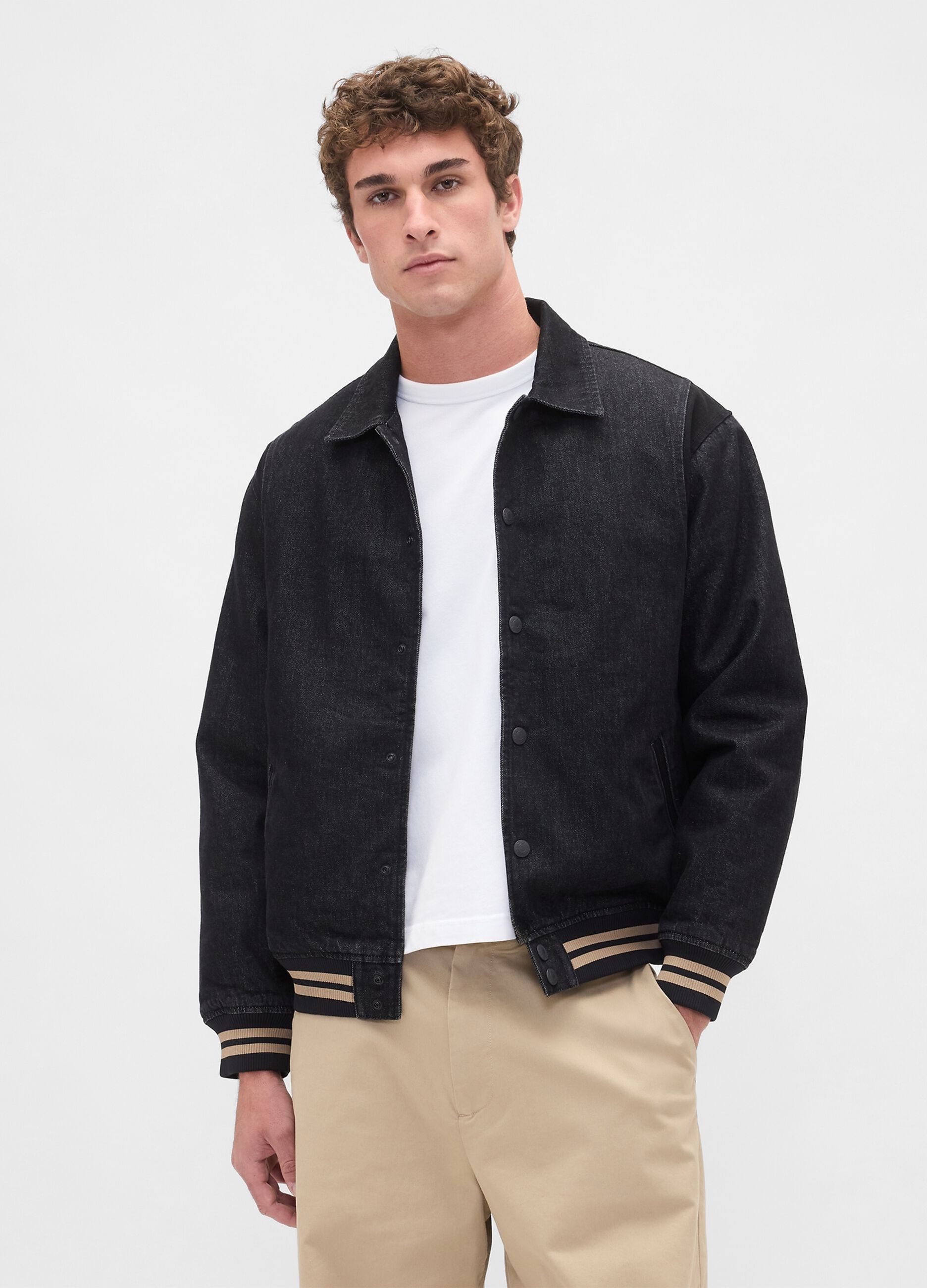 Giacca nera in cotone uomo_1