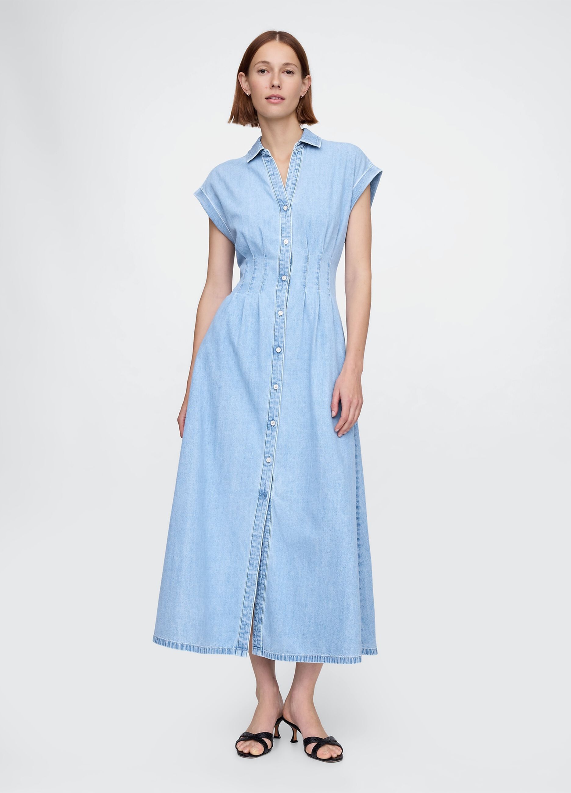 Vestito lungo denim in cotone