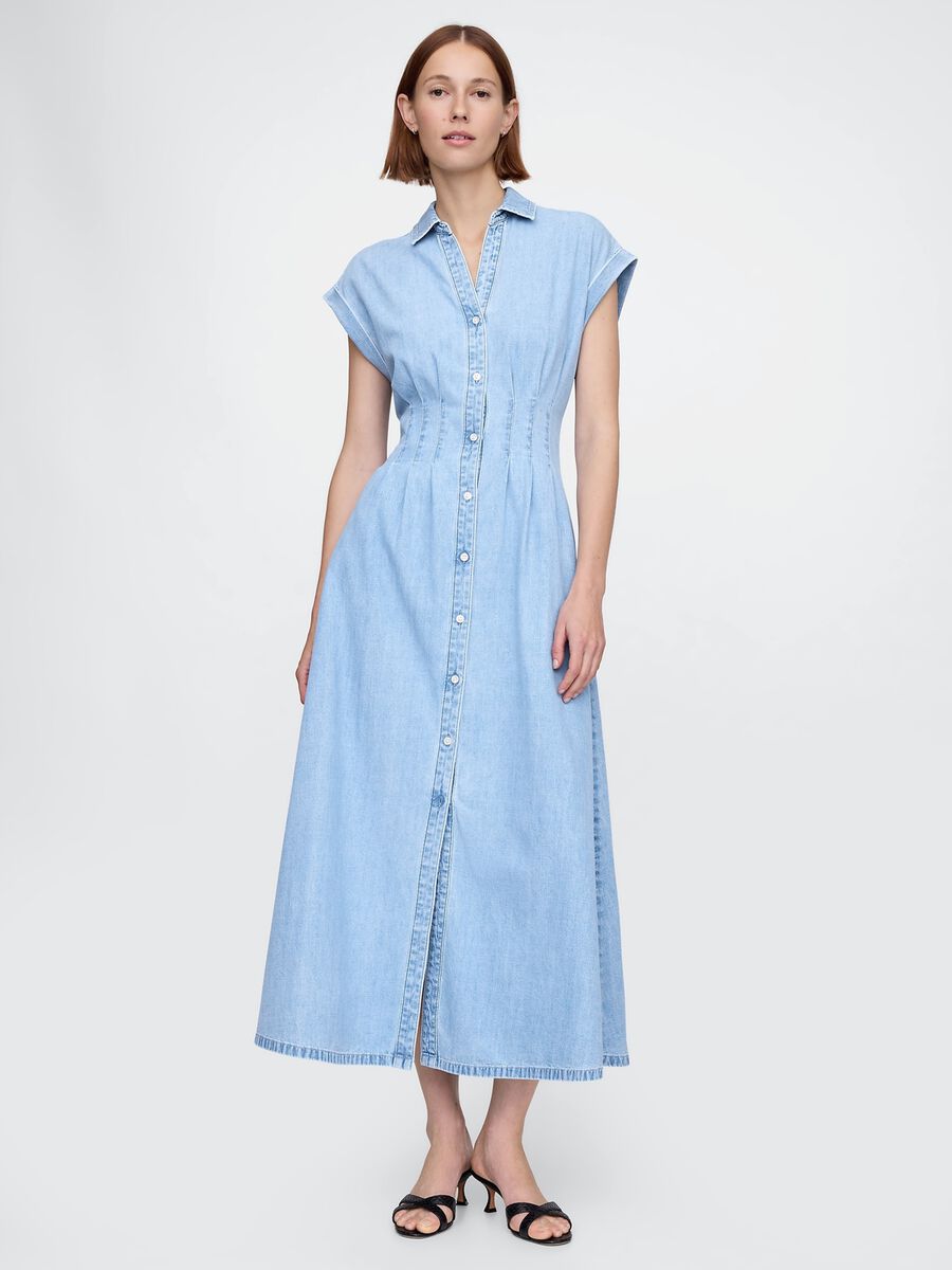 Vestito lungo denim in cotone Donna_0