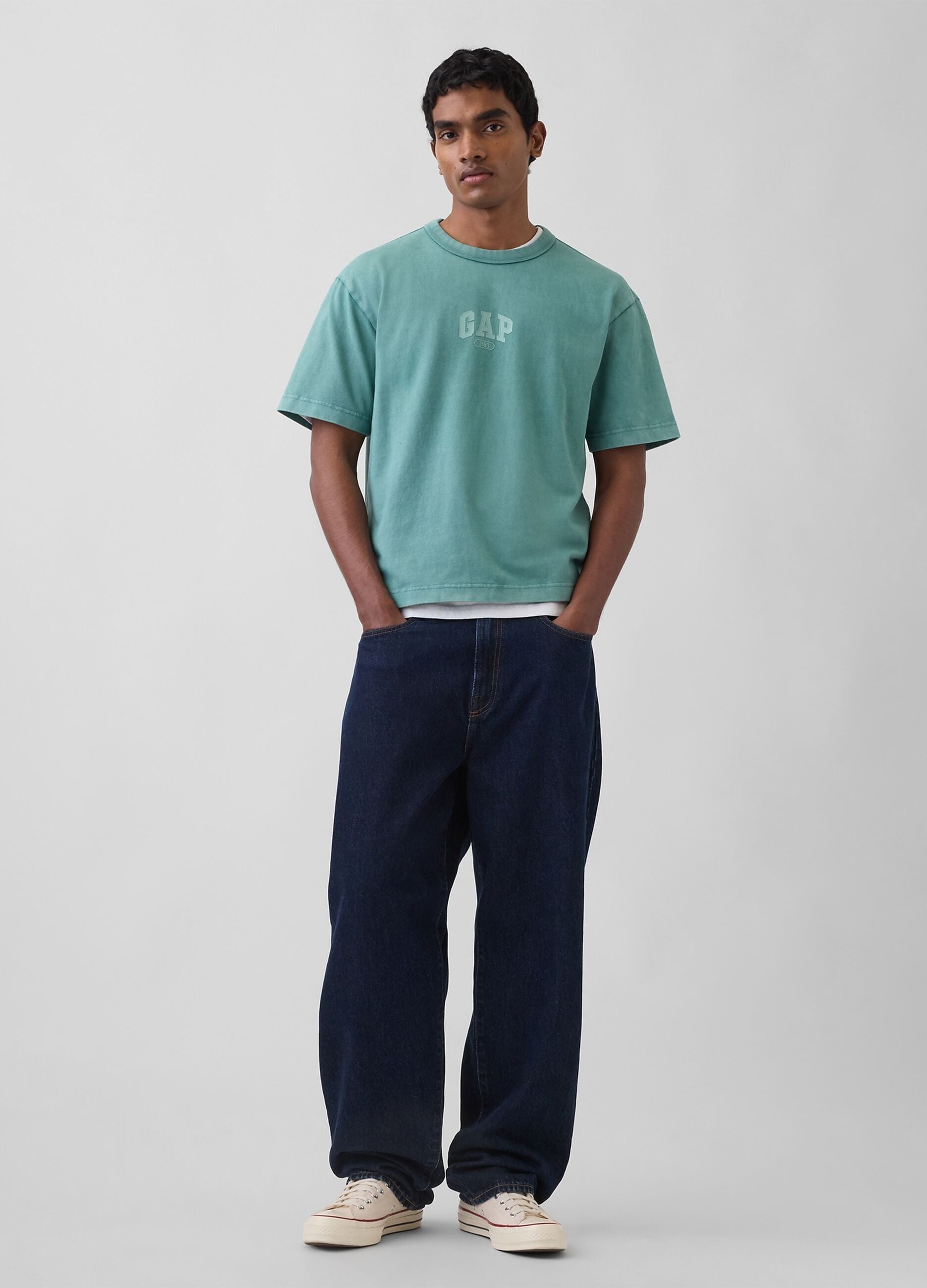 T-shirt a maniche corte in puro cotone con logo GAP