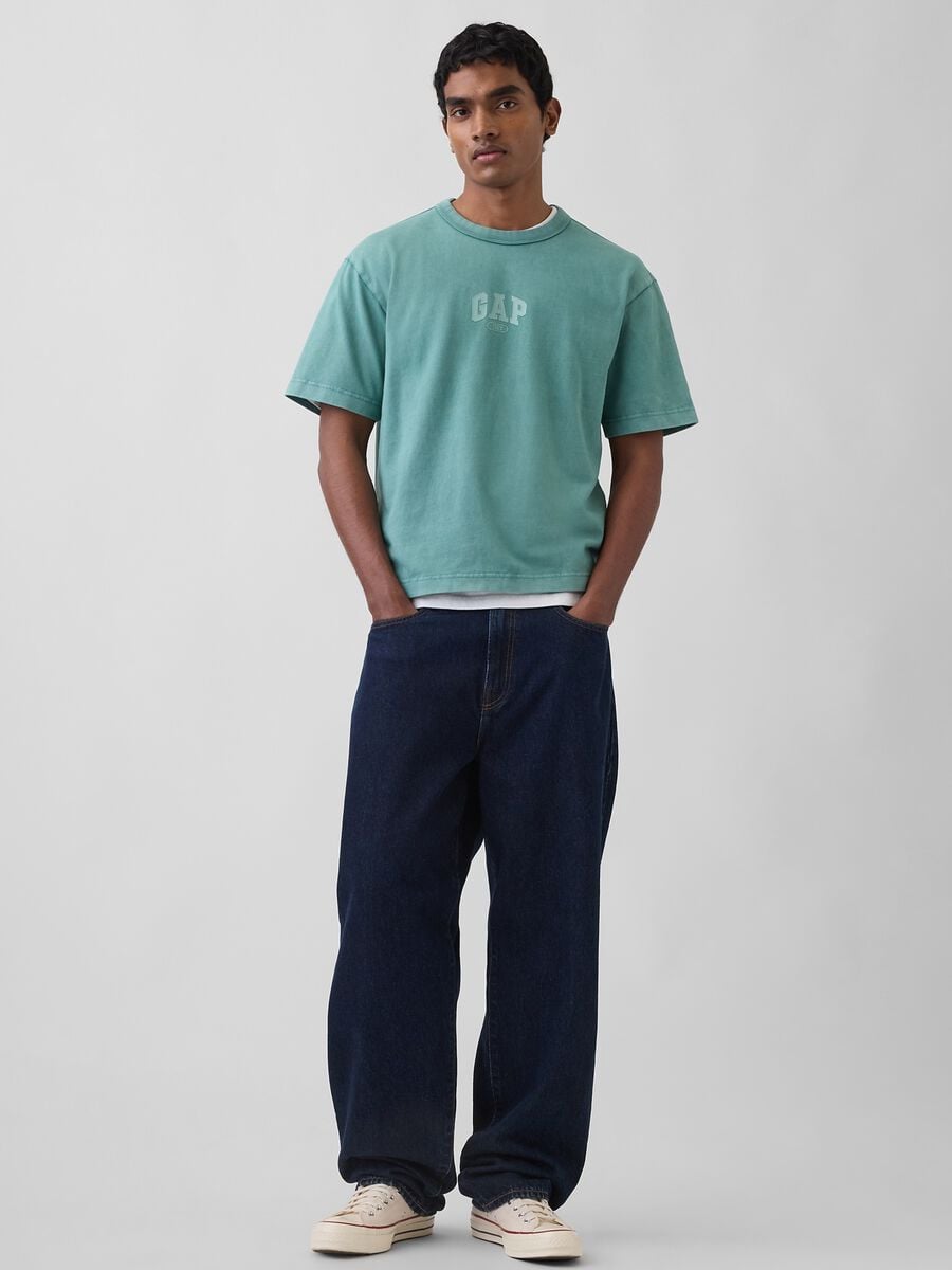 T-shirt a maniche corte in puro cotone con logo GAP Uomo_2