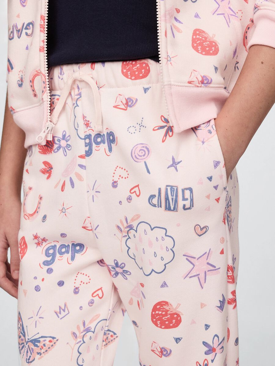 Joggers rosa con coulisse e stampa all-over Bambina_3