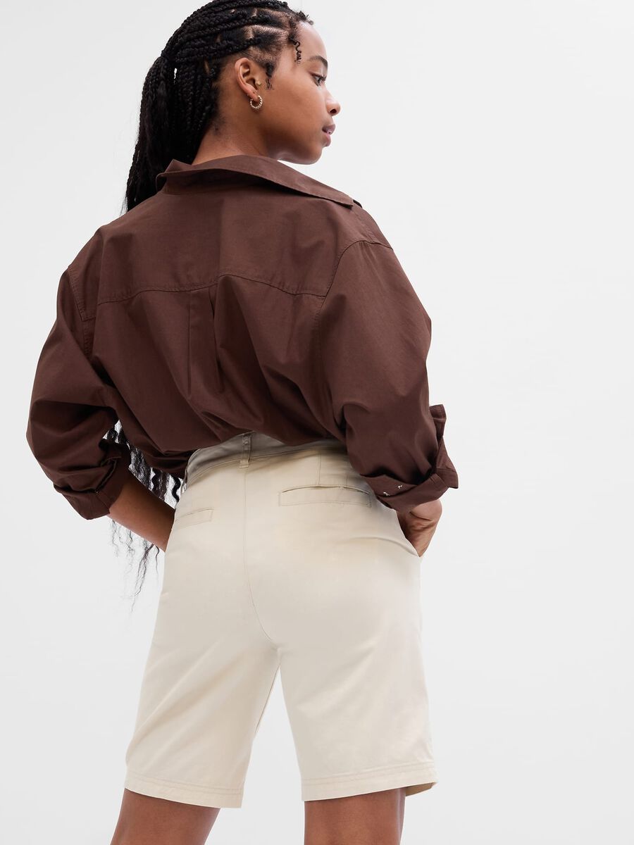 Chino Bermuda shorts in stretch cotton canvas Woman_1