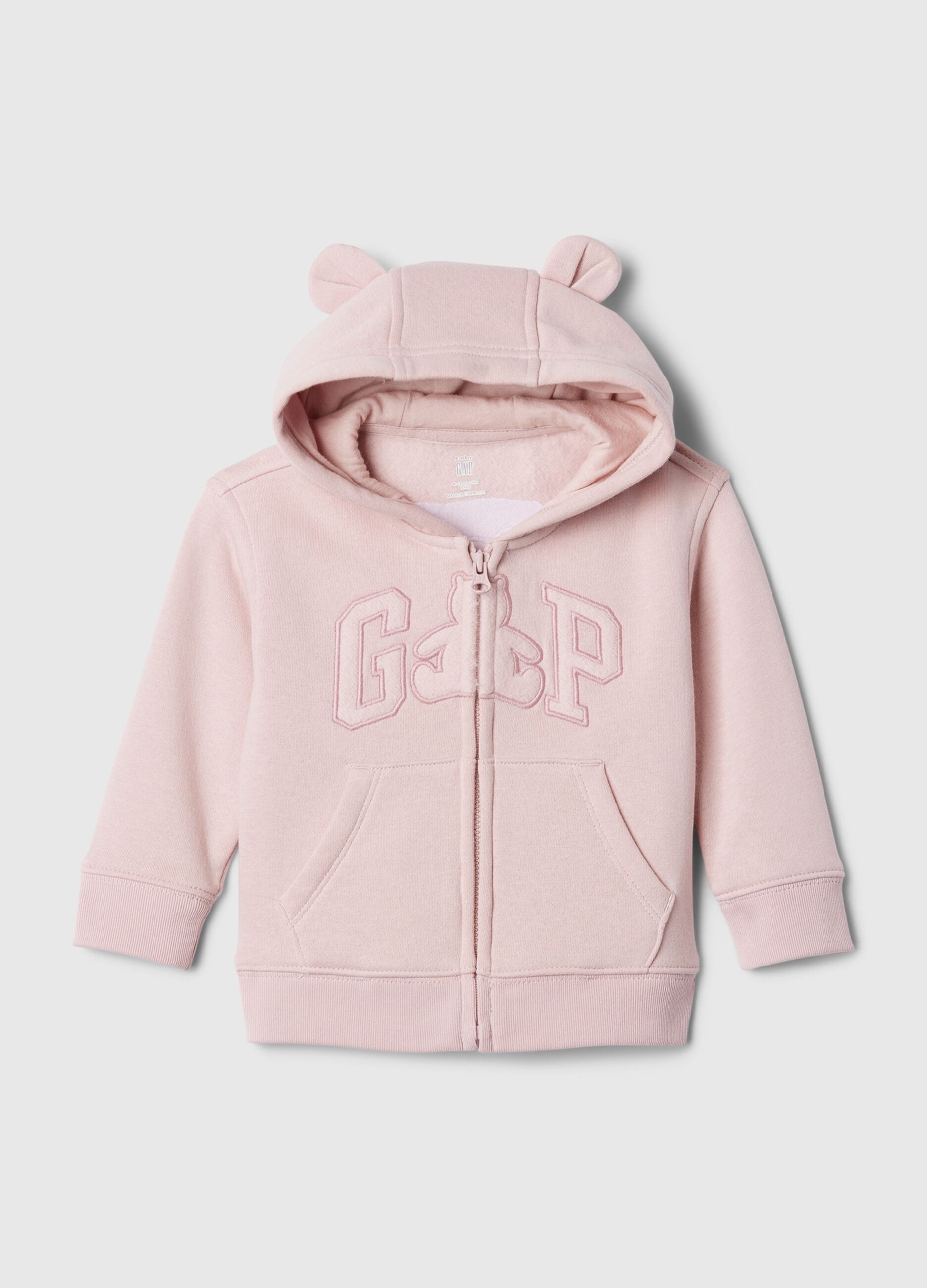 Full-zip con cappuccio ricamo logo e orsetto