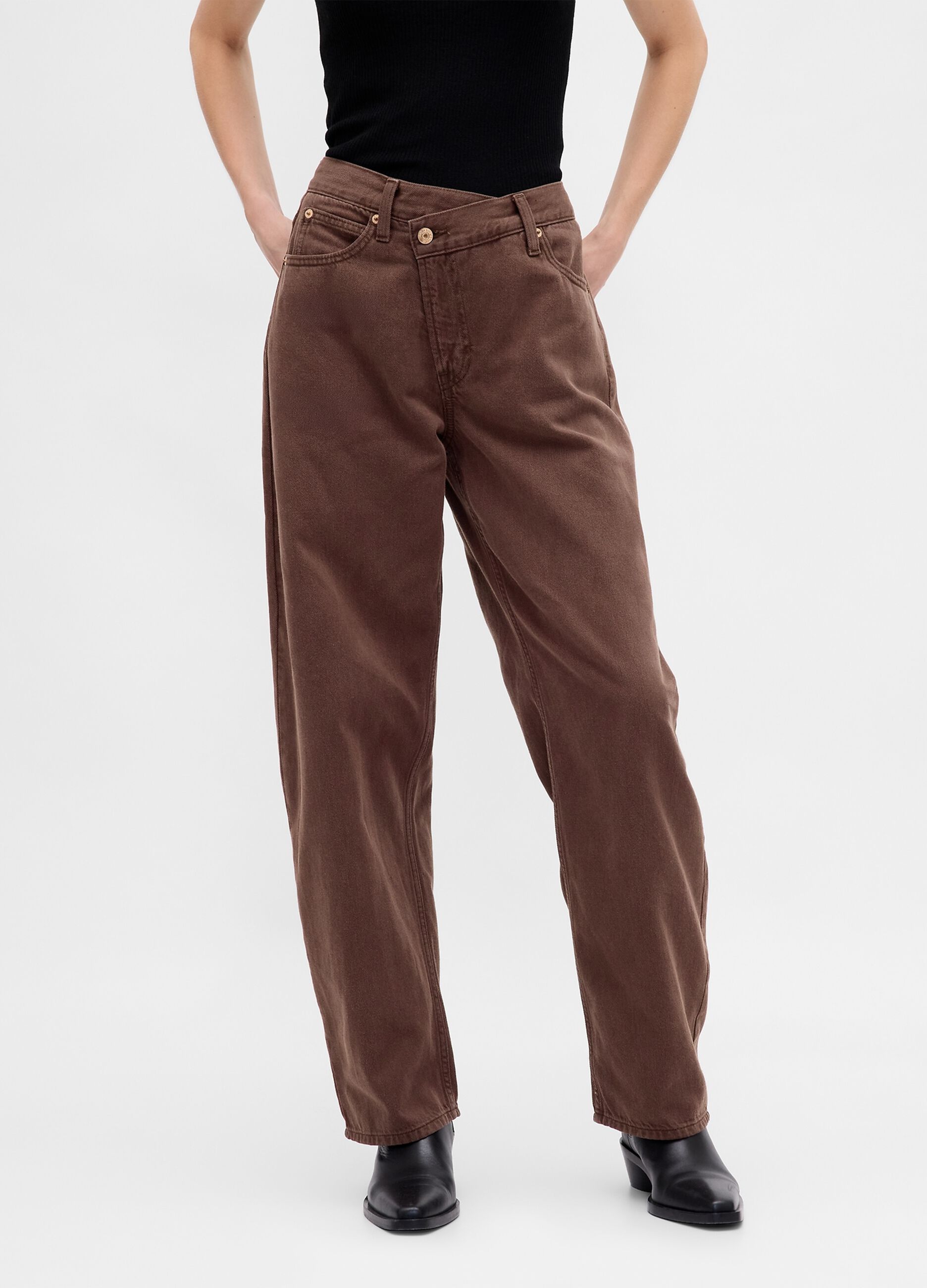 Brown jeans made of cotton and lyocell_2