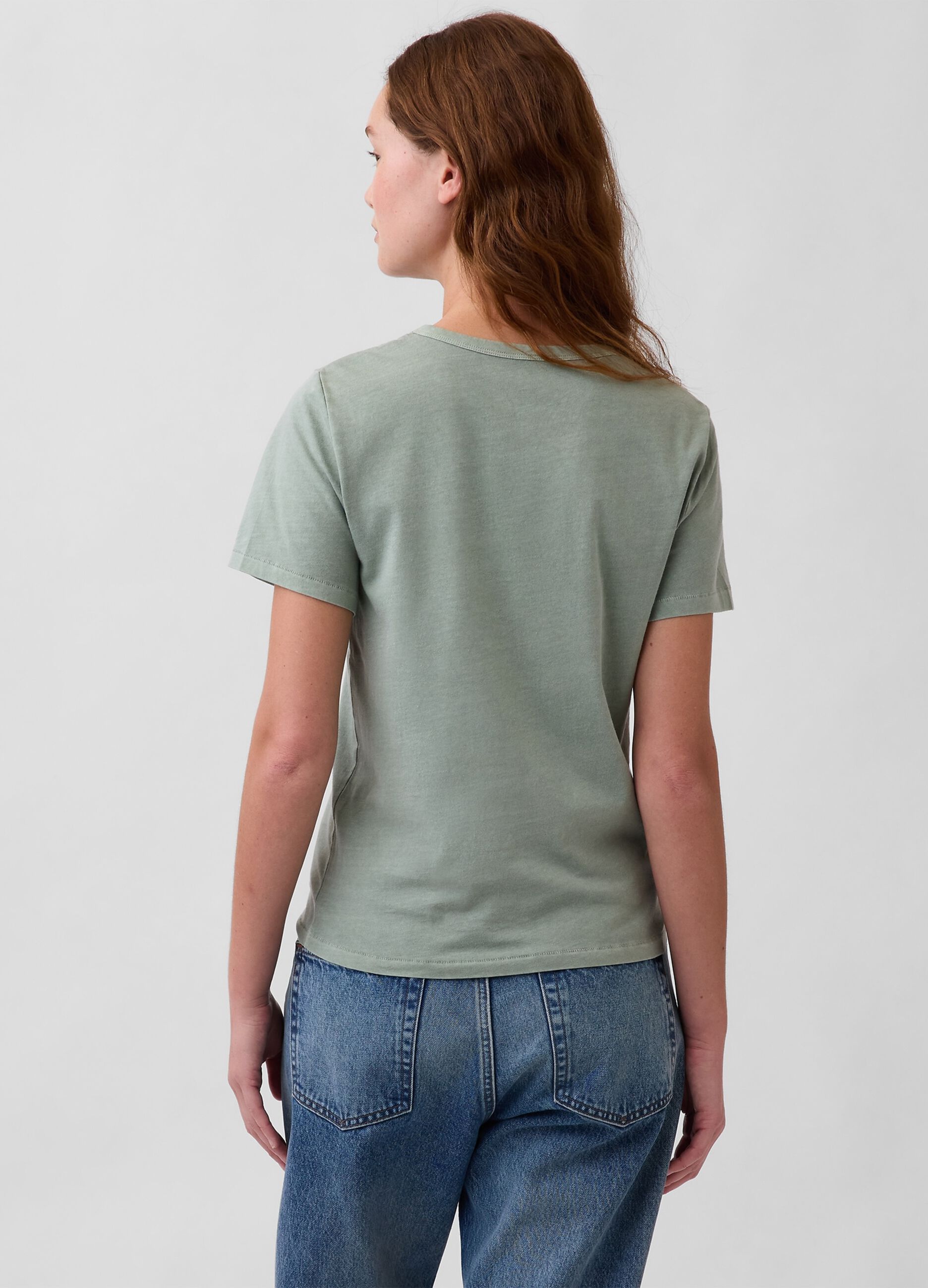 T-shirt girocollo in puro cotone verde regular fit