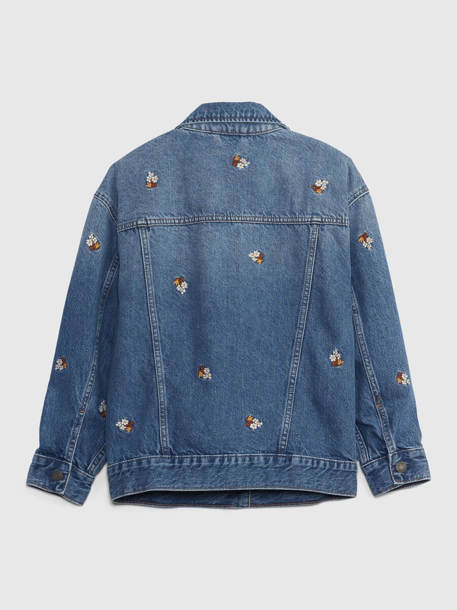 Giacca in denim con applicazione floreale Bambina_1