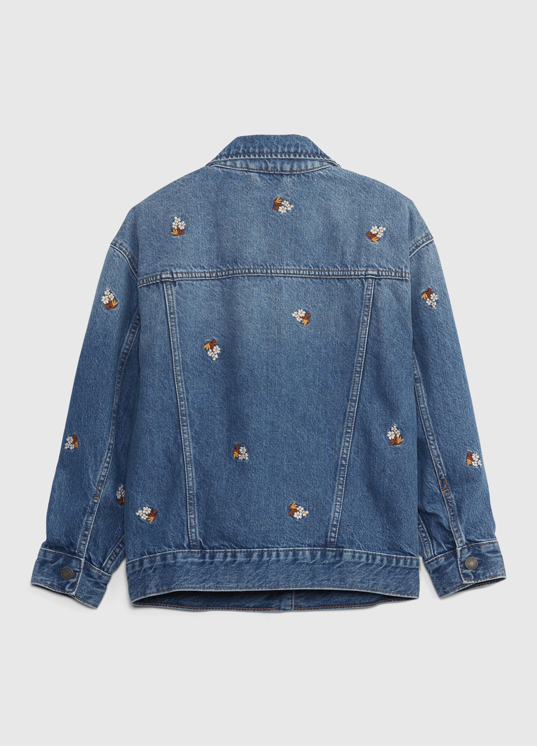 Denim jacket with flower application_1