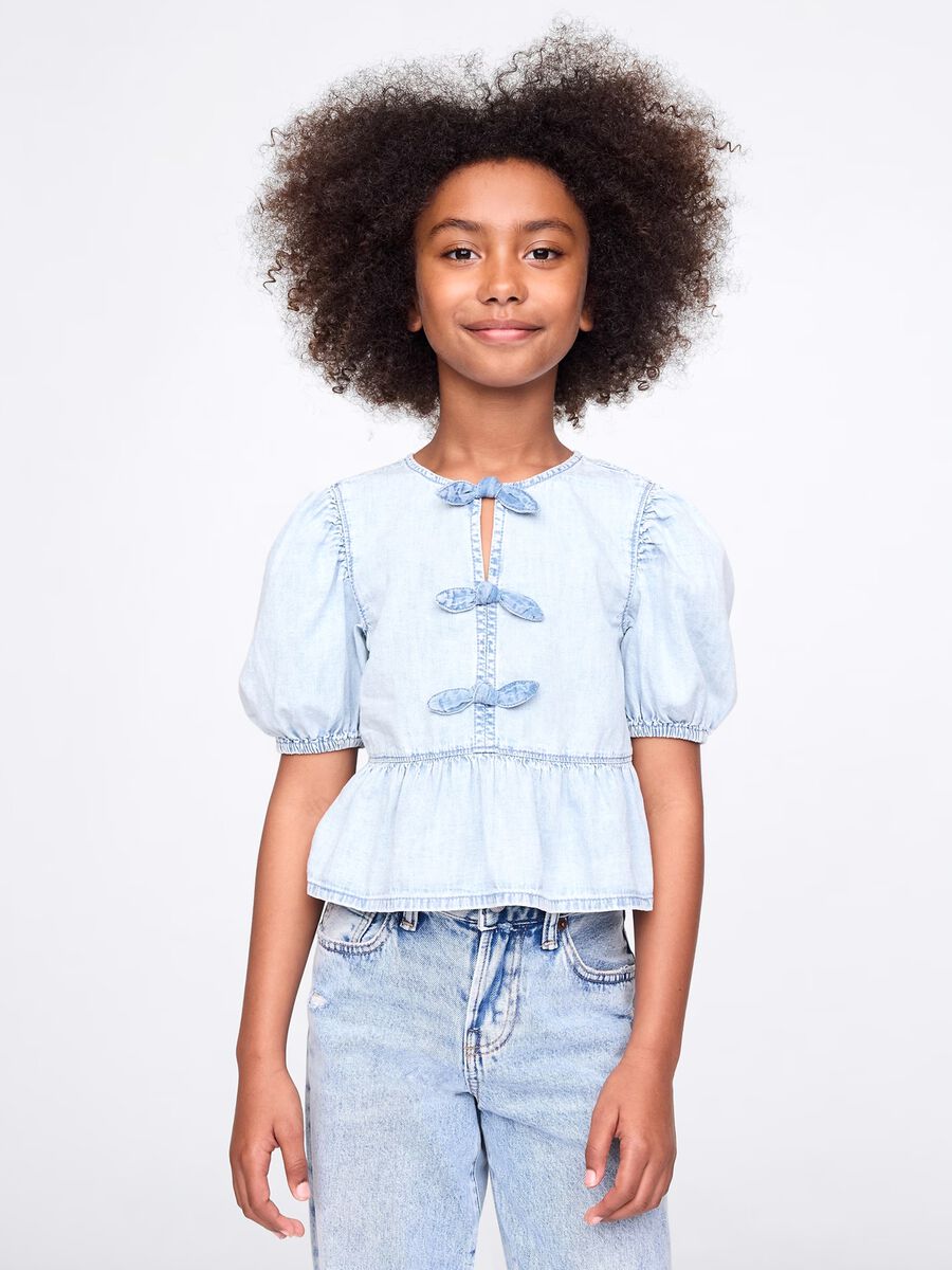 Blusa a maniche corte in cotone per ragazze Bambina_0
