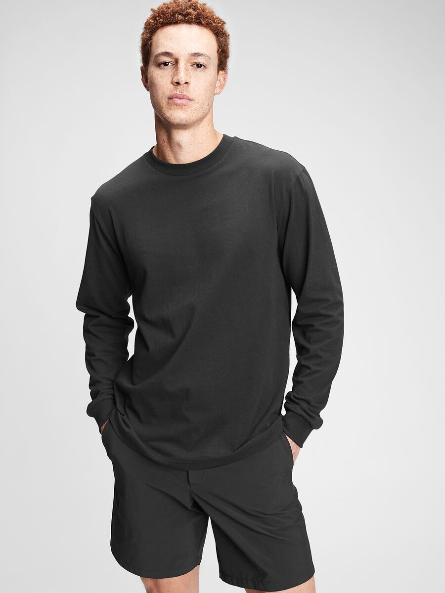 T-shirt a maniche lunghe in cotone Uomo_0