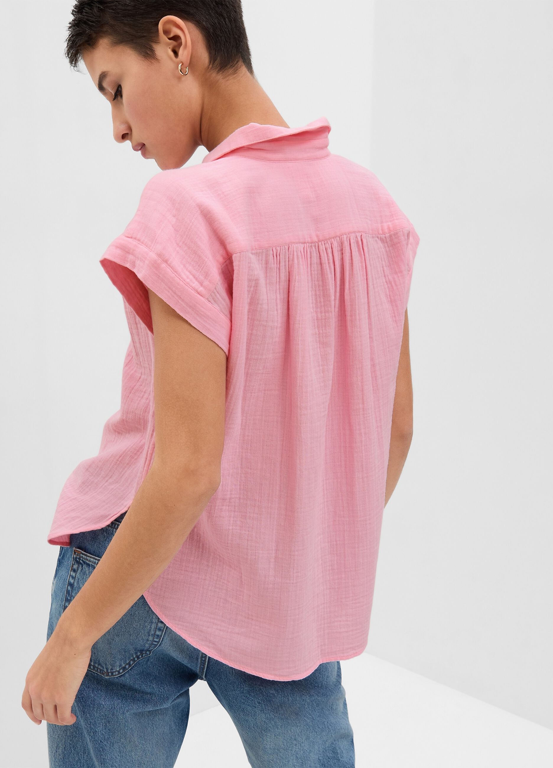Camicia smanicata effetto crinkle_1