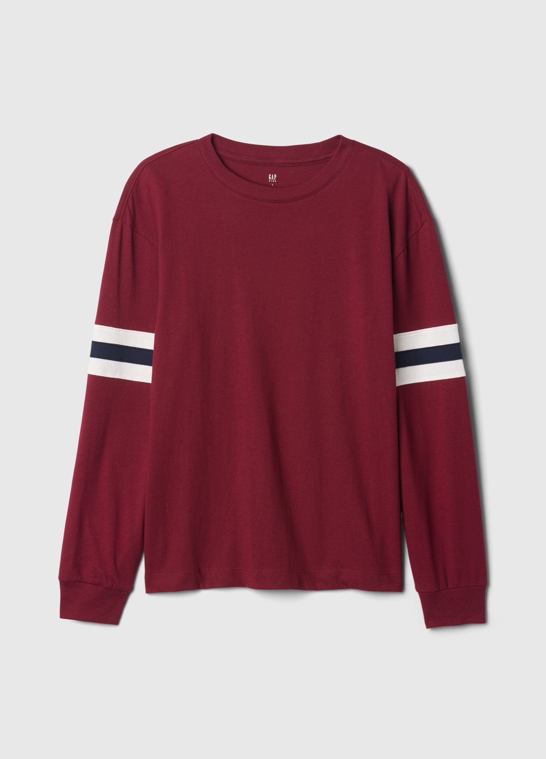 T-shirt a maniche lunghe con inserto a righe 