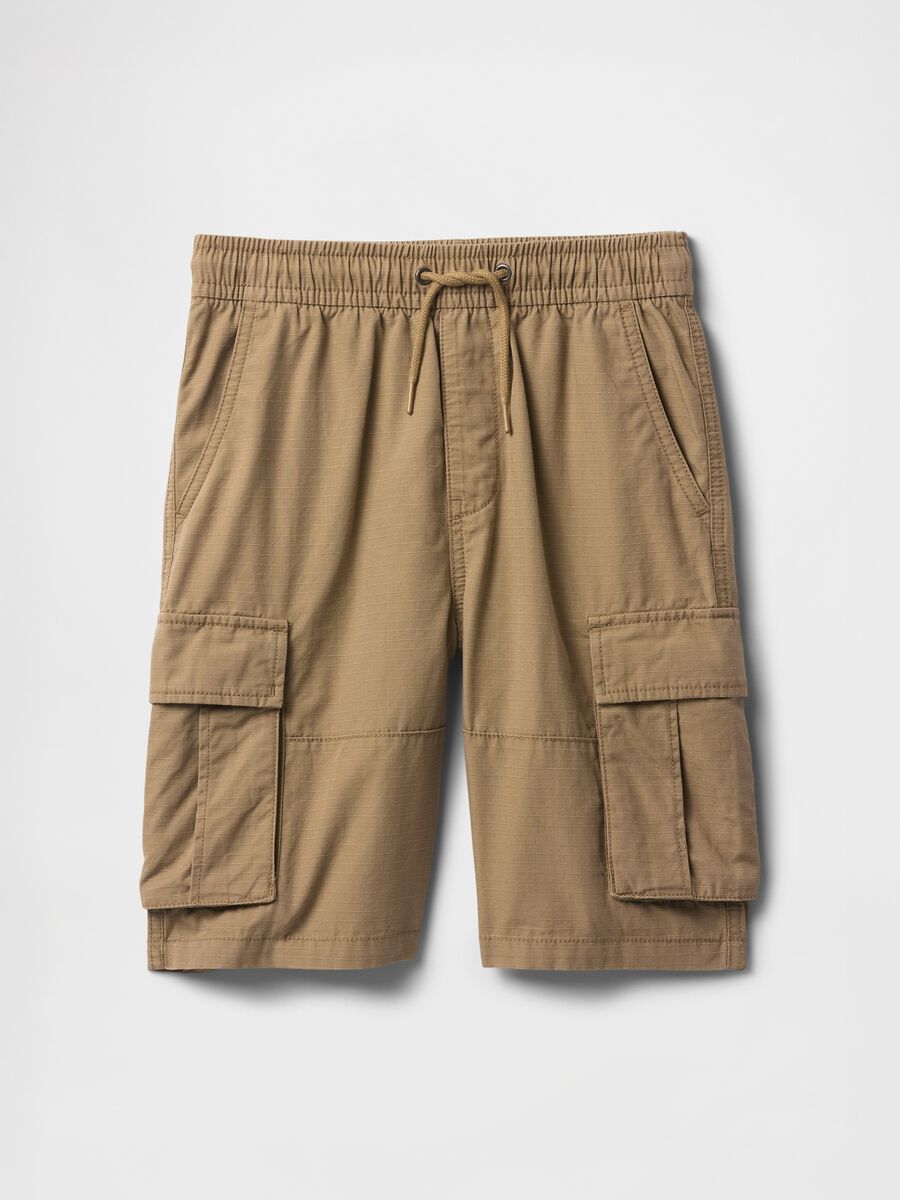 Bermuda cargo in tessuto color cachi Bambino_4