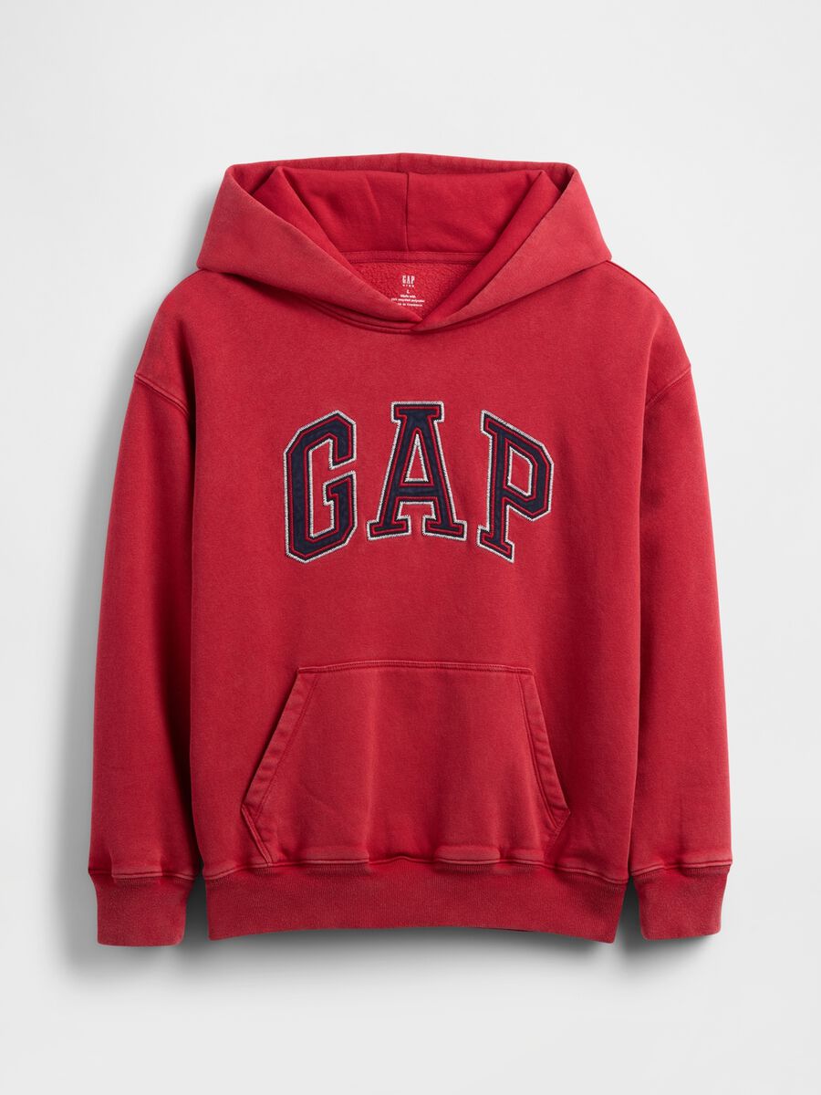 Felpa in misto cotone rossa da bambino regular fit con cappuccio e logo Bambino_3