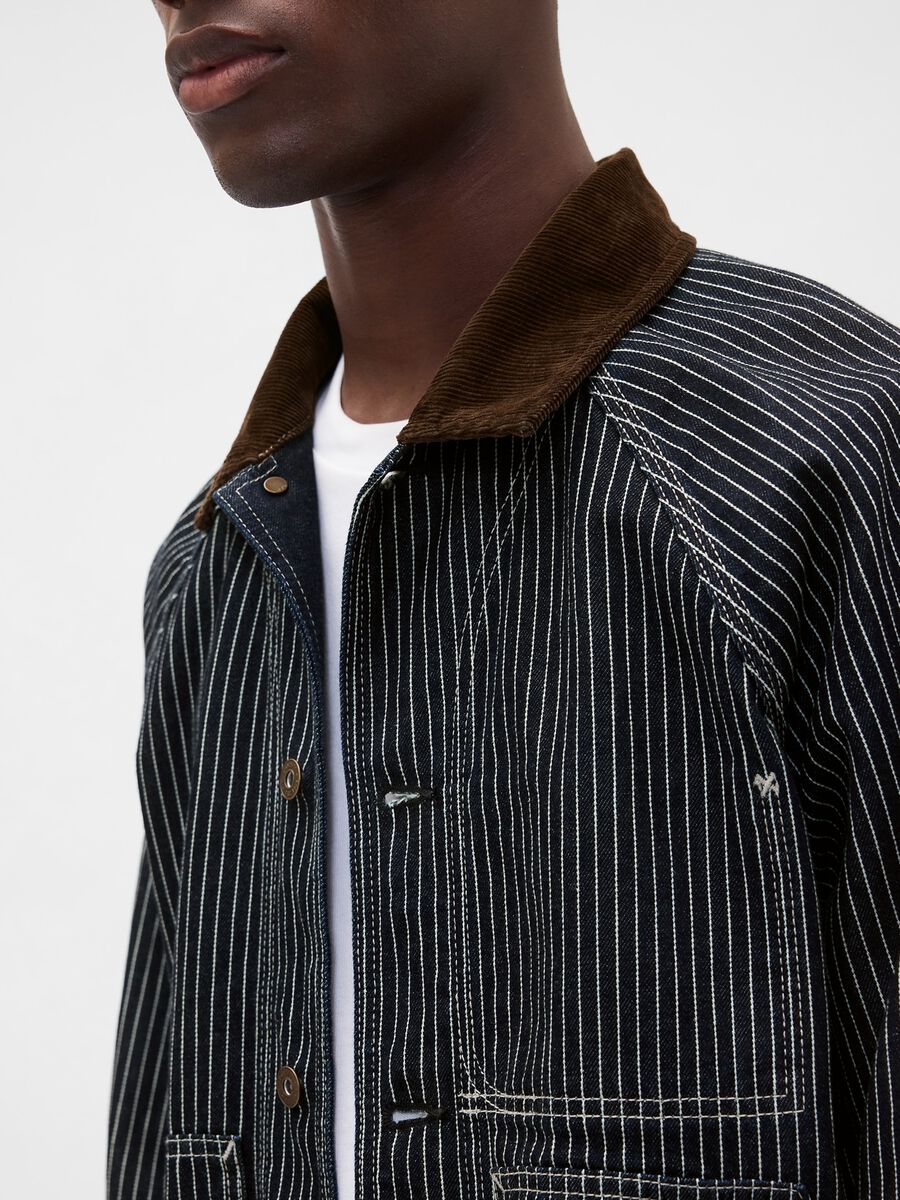 Giacca marrone in cotone a righe Uomo_3