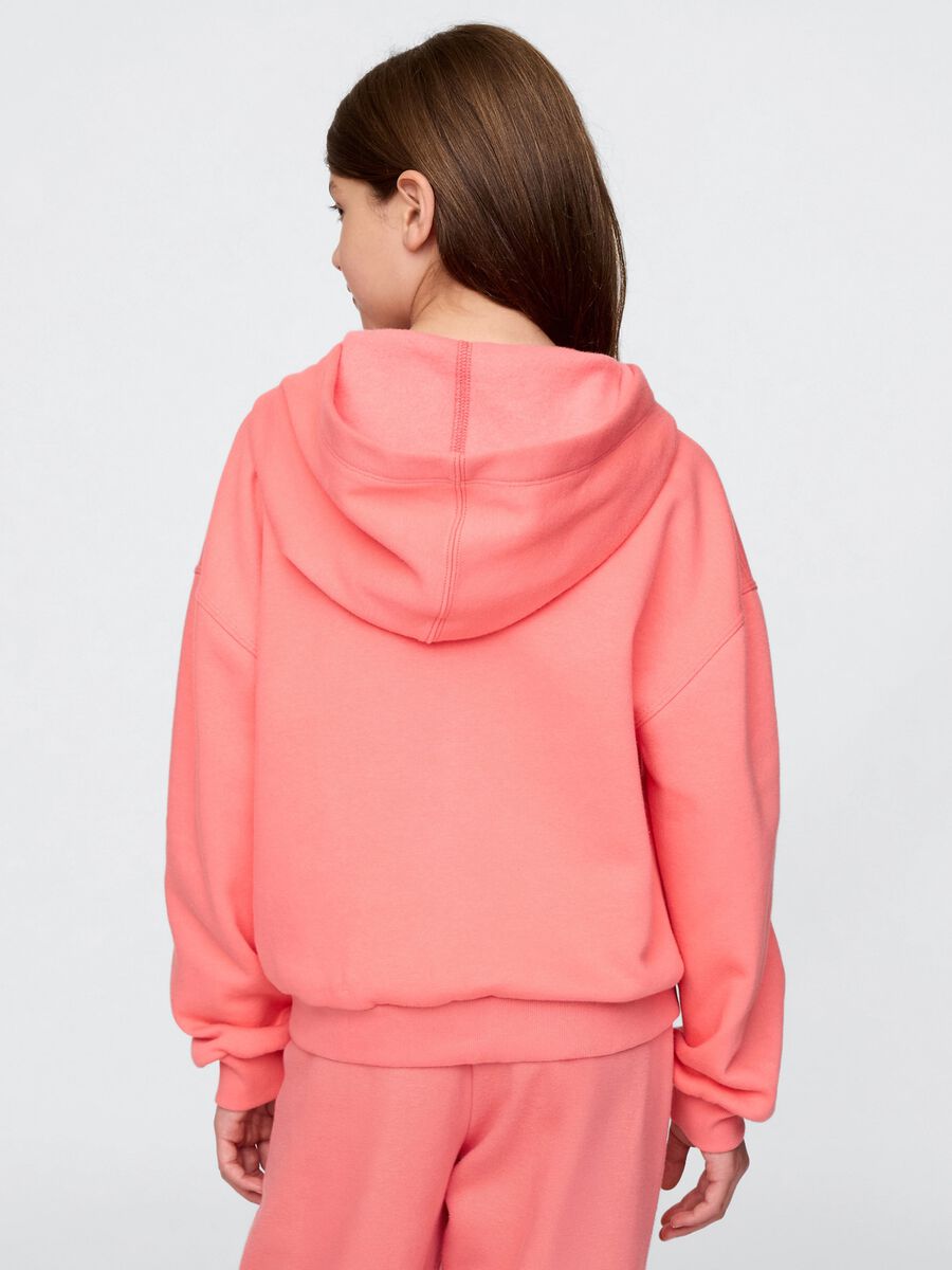 Felpa full zip rosa con logo Bambina_2