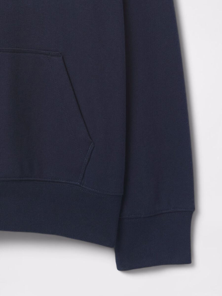 Felpa blu in cotone con cappuccio e stampa Unisex_6