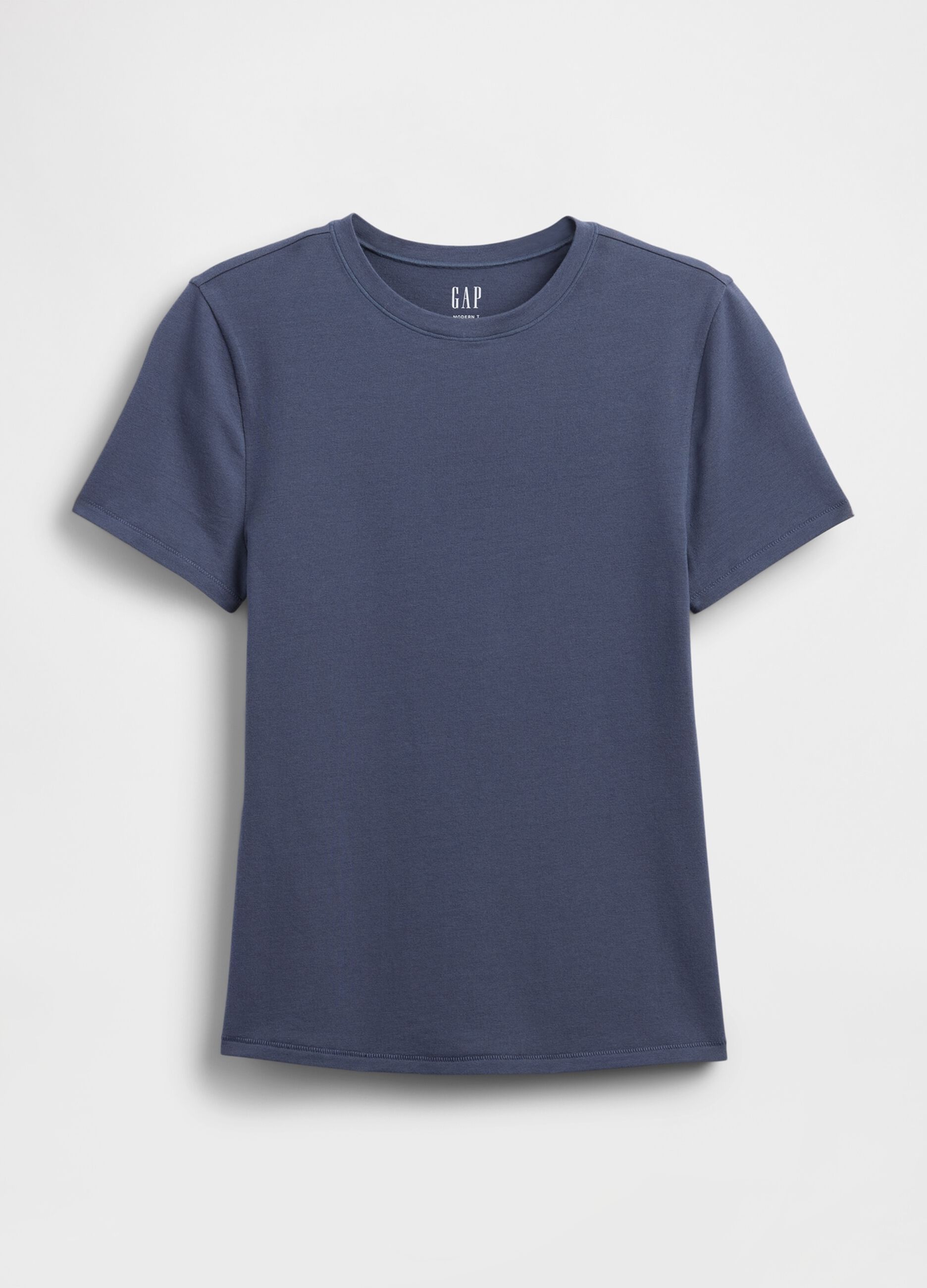 T-shirt blu elasticizzata a maniche corte_3