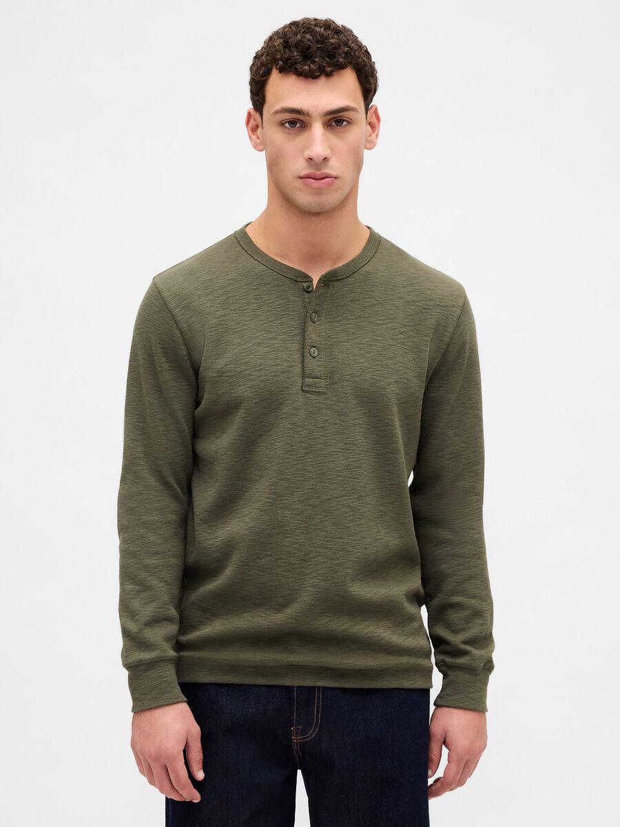 Long Sleeve T-shirt verde in cotone Uomo_0