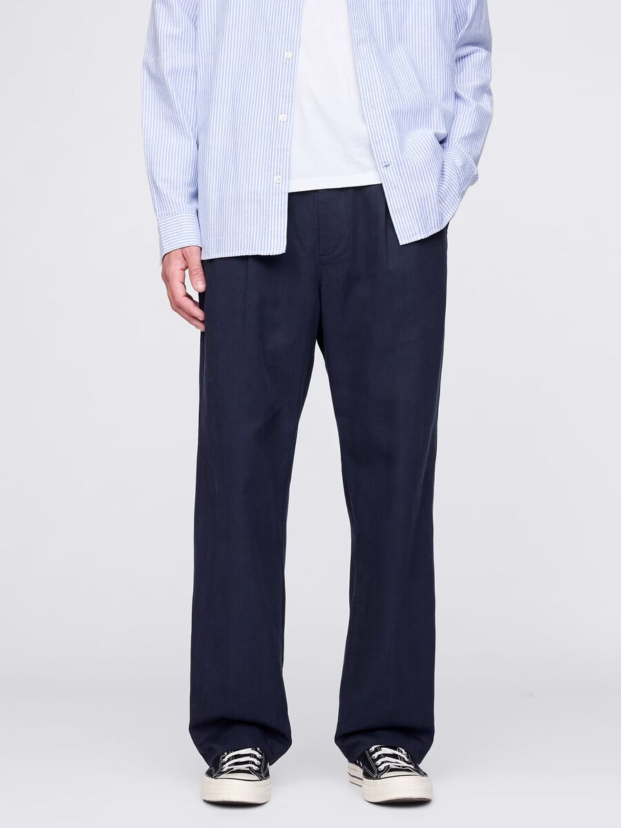 Men's blue trousers in Lyocell and cotton Man_1