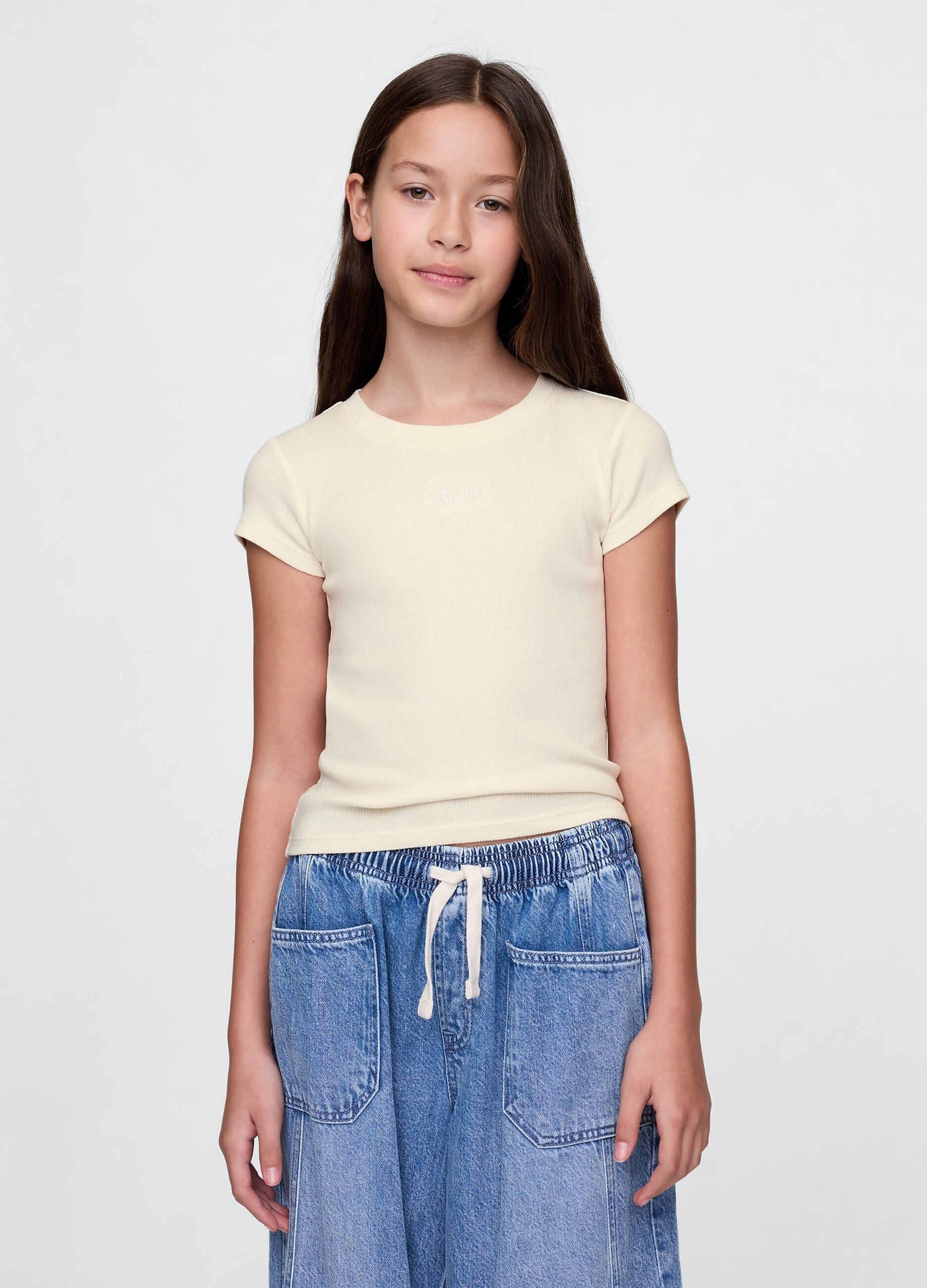 T-shirt a maniche corte in cotone crema GAP Kids