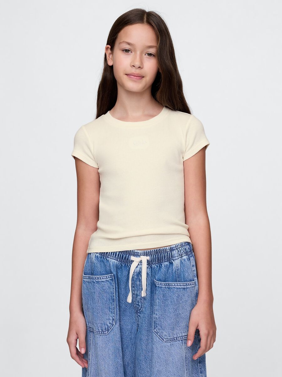 T-shirt a maniche corte in cotone crema GAP Kids Bambina_0