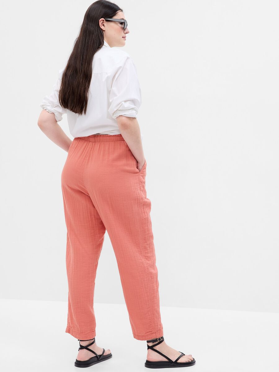 Straight-fit trousers in cotton gauze Woman_3