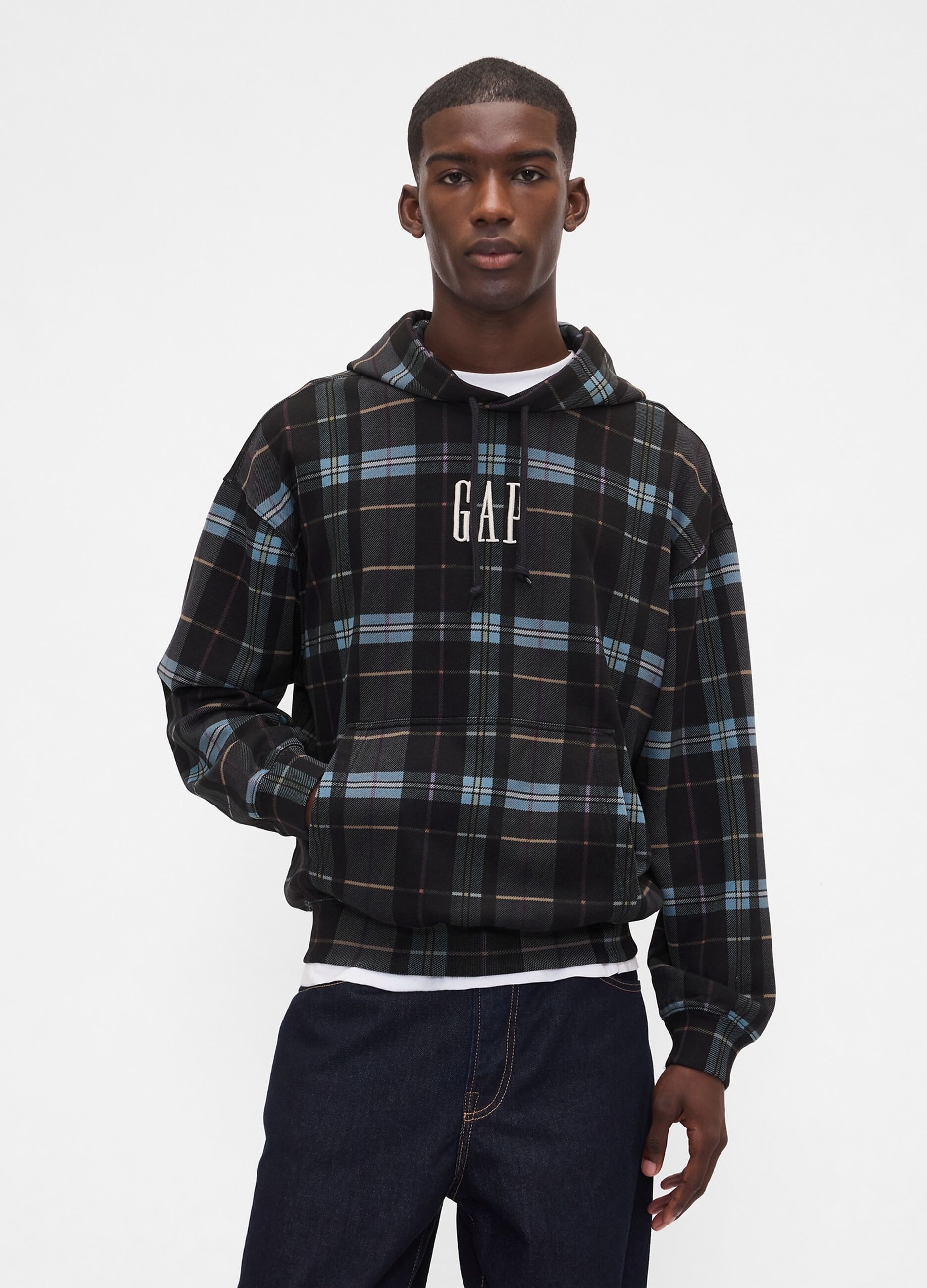 Black Hooded Stripe Sweatshirt